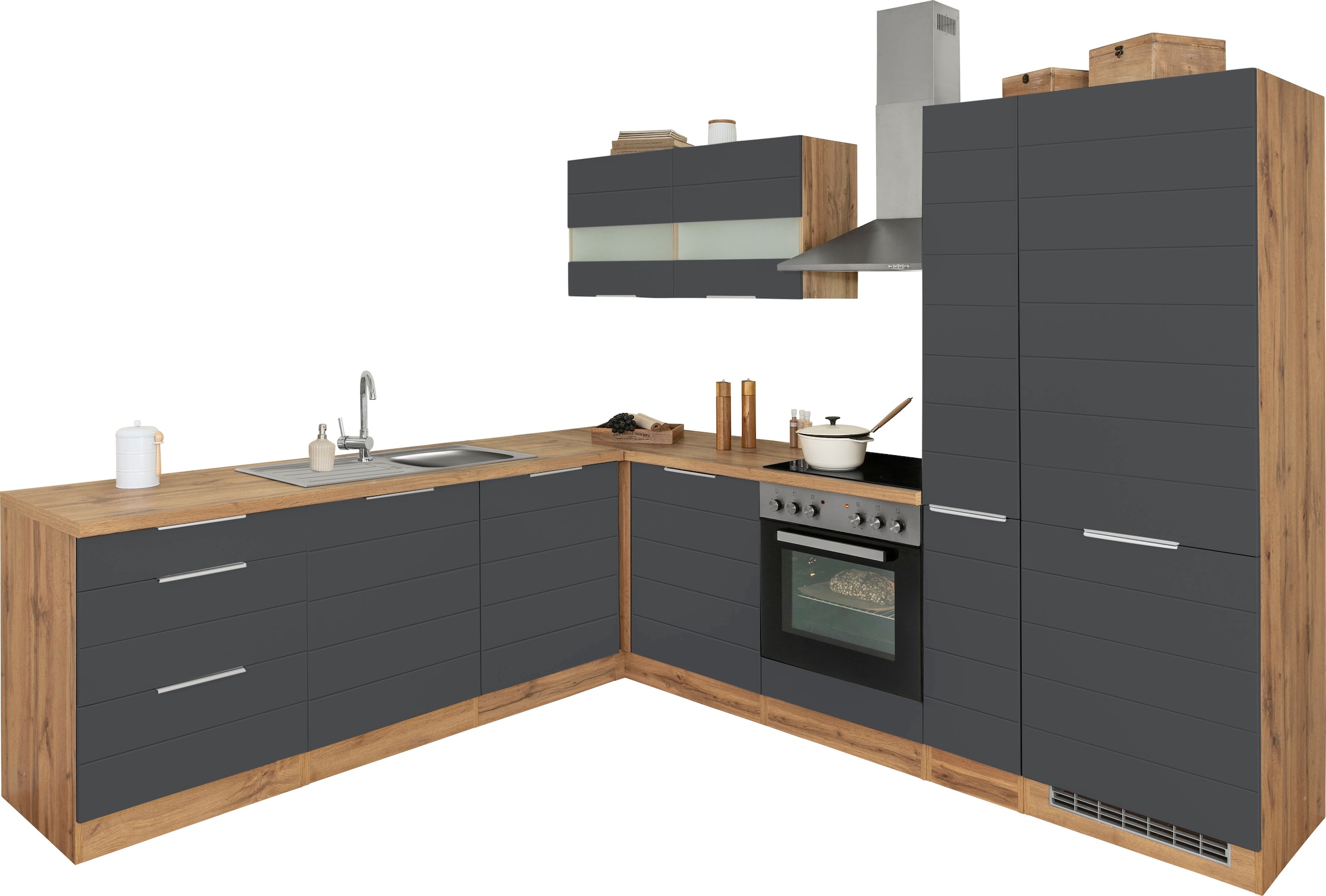 KOCHSTATION Winkelküche »KS-Luhe« Stellbreite 240x270 cm, wahlweise mit oder ohne E-Geräten, MDF-Fronten