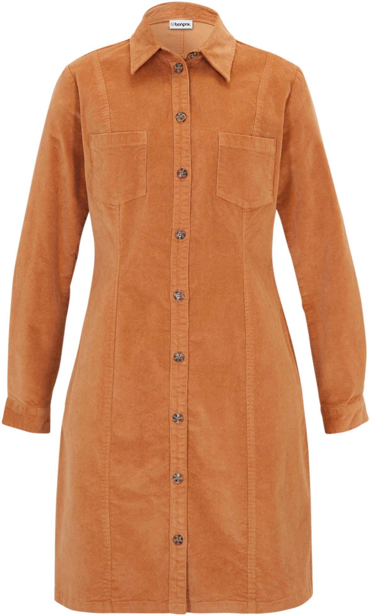 bonprix Hemdblusenkleid Brusttaschen für Alltag, aus Baumwolle und Elasthan, mit Knopfleiste