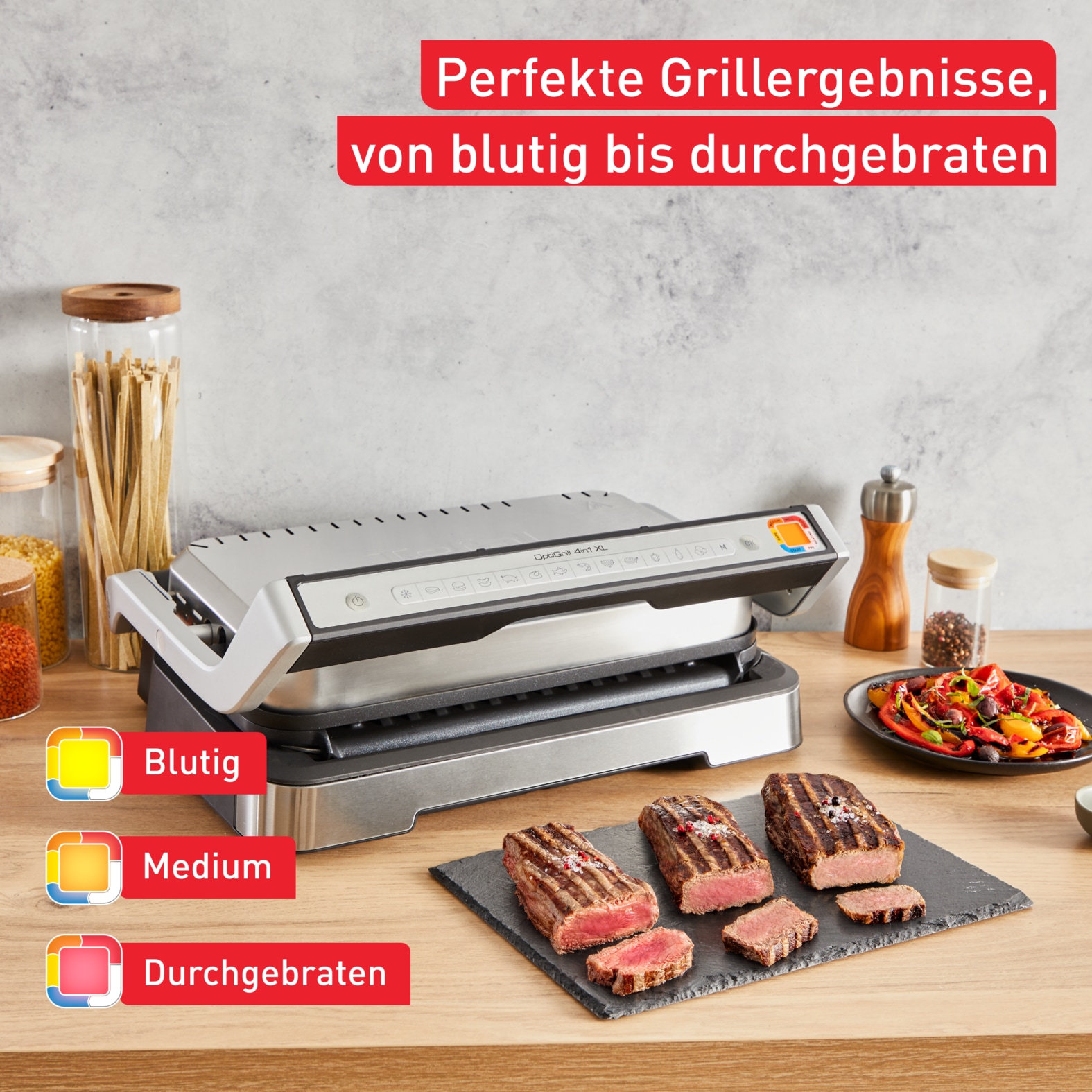 Tefal Kontaktgrill »OptiGrill 4in1 XL, Grill/Barbeque/Backofen/komplette Mahlzeit«, 2200 W, für bis zu 8 Personen, spülmaschinenfeste Platten und Schalen, GC784D