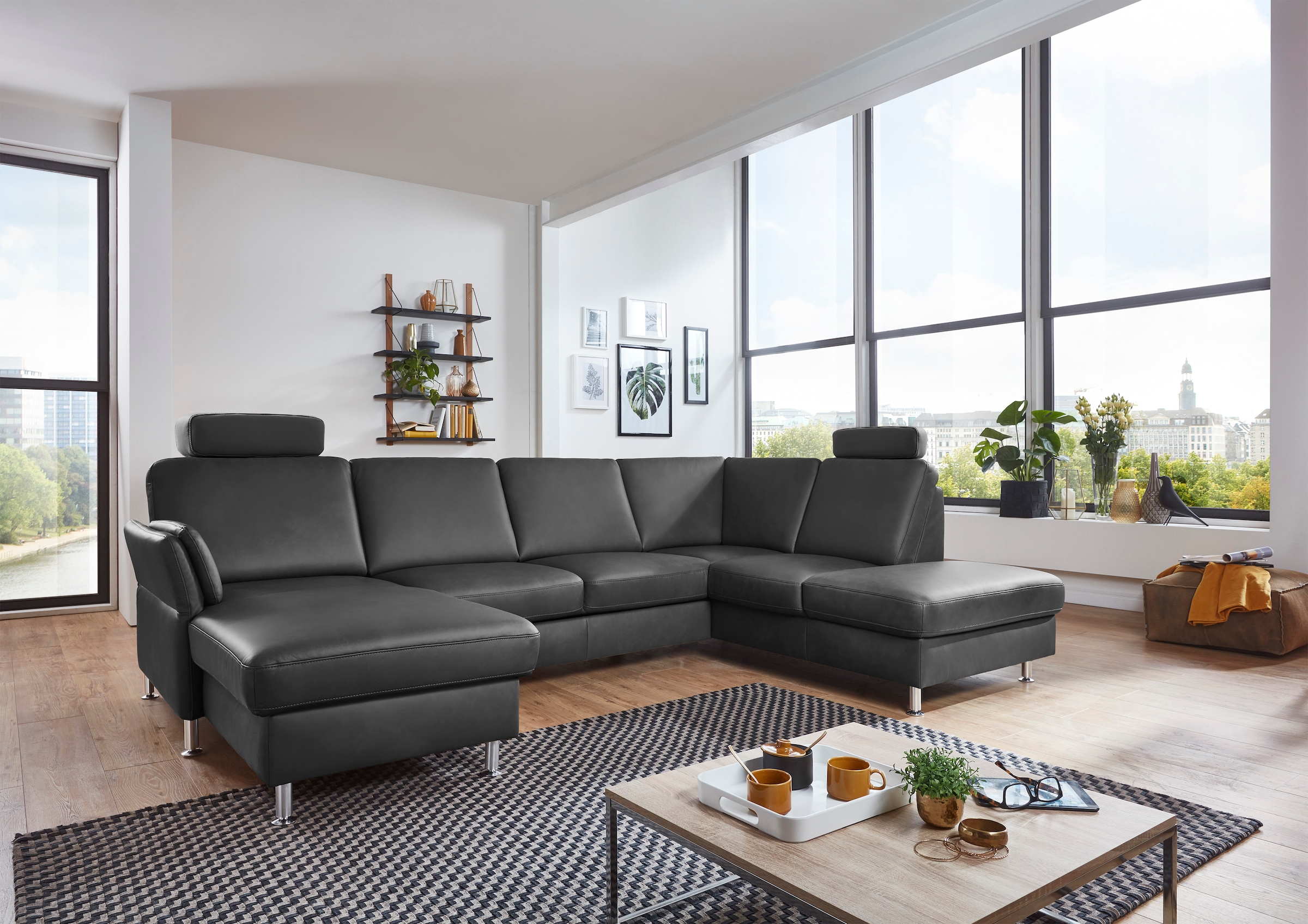 Die PlanBar Wohnlandschaft »PN-EM18013 U-Form, mit Kopfstützen« wahlweise mit Bettfunktion und Stauraum