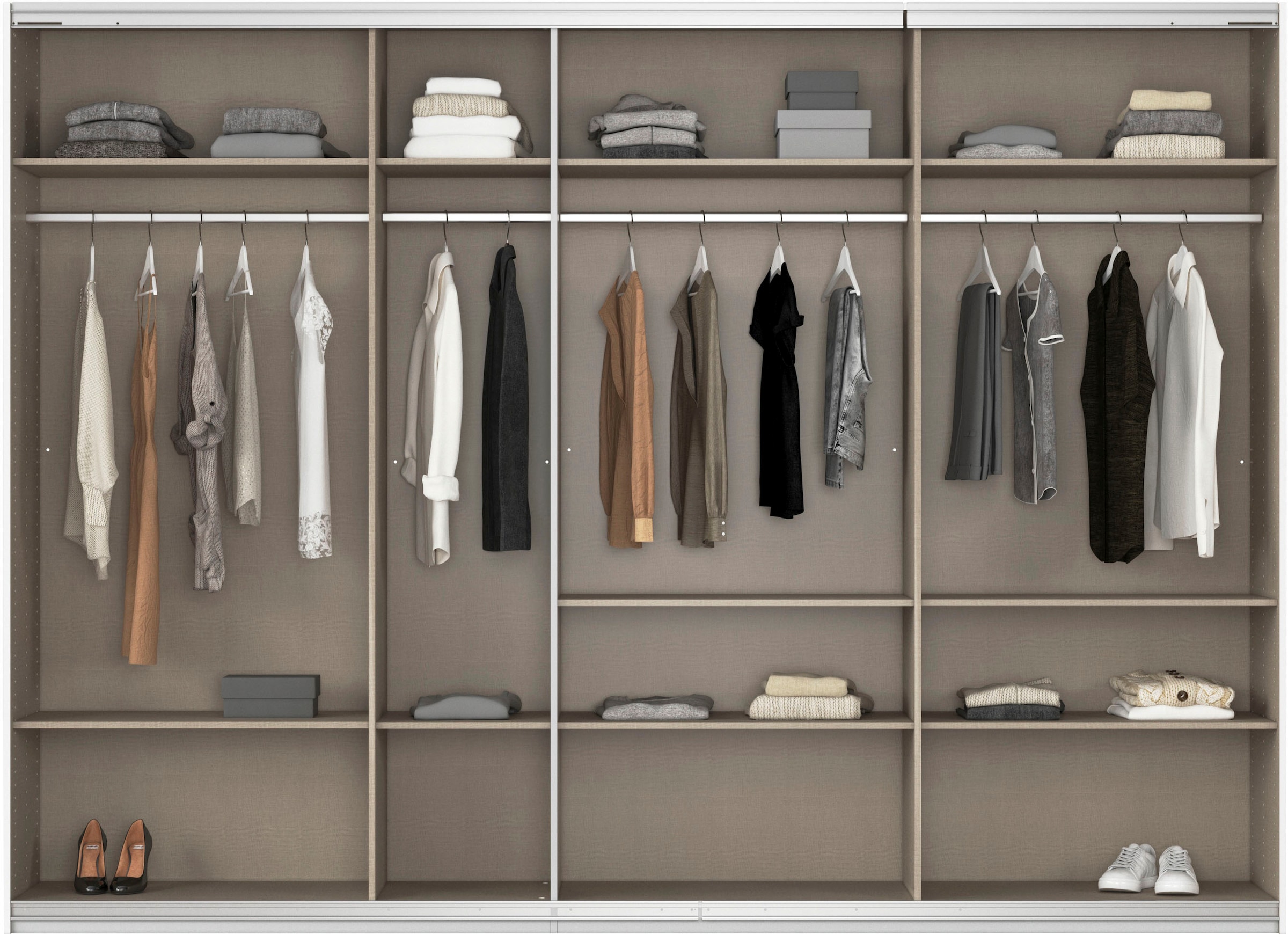 rauch Schwebetürenschrank »Kleiderschrank Schrank OTTO´S CHOICE Garderobe AGORDO«, (in zwei Griff-Farben), Top Innenausstattung, in 4 Breiten und 2 Höhen MADE IN GERMANY