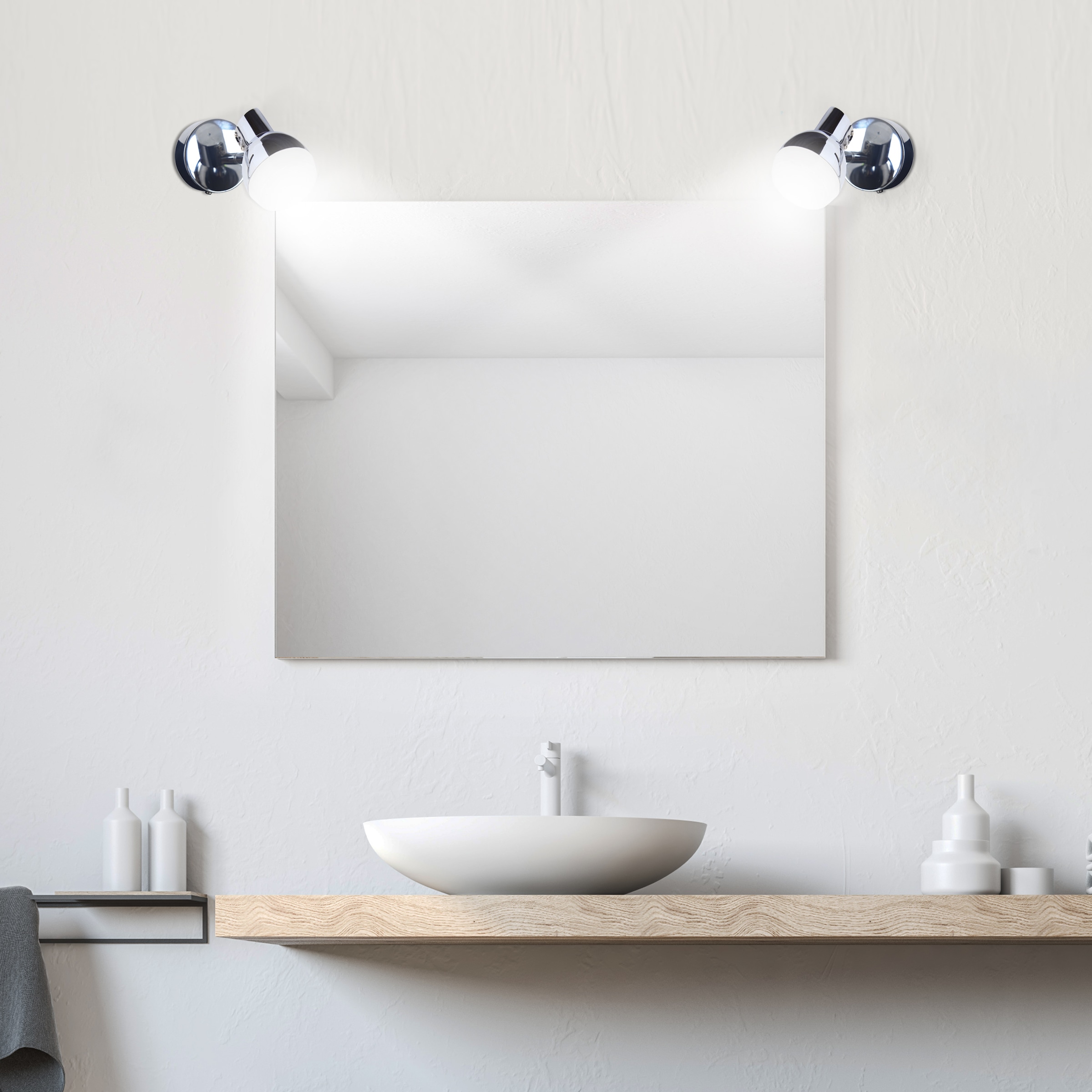 näve LED Wandstrahler »Chromey« LED-Modul 1 Stk. Warmweiß 1er Spot chromfarben, Lichtfarbe warmweiß, Metall, Acryl, D: 8cm