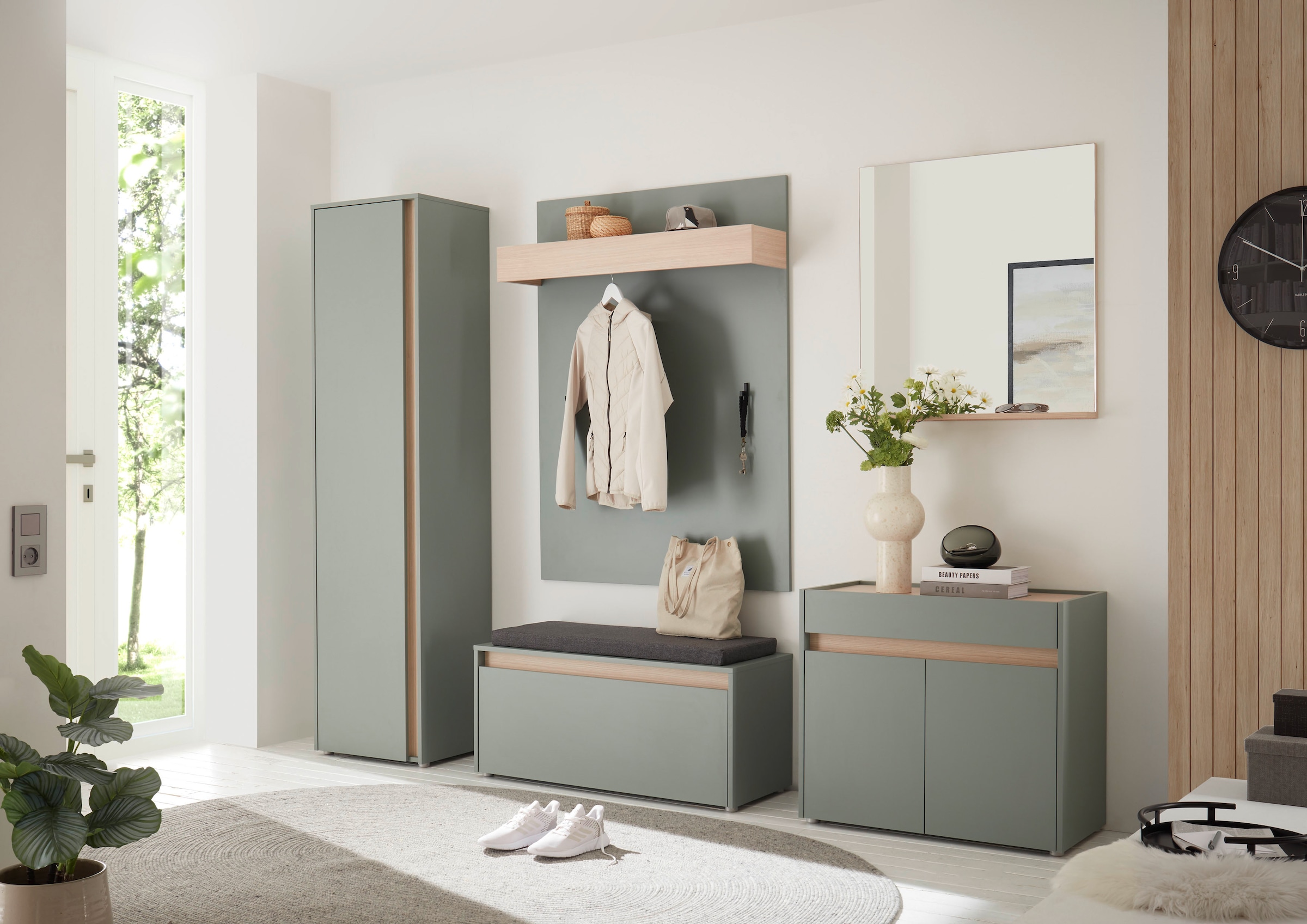 INOSIGN Garderobenspiegel »Giron/City, Spiegel in drei Farben, modernes Design«, universell einsetzbar, mit Ablagefläche, eckig, 75 cm breit