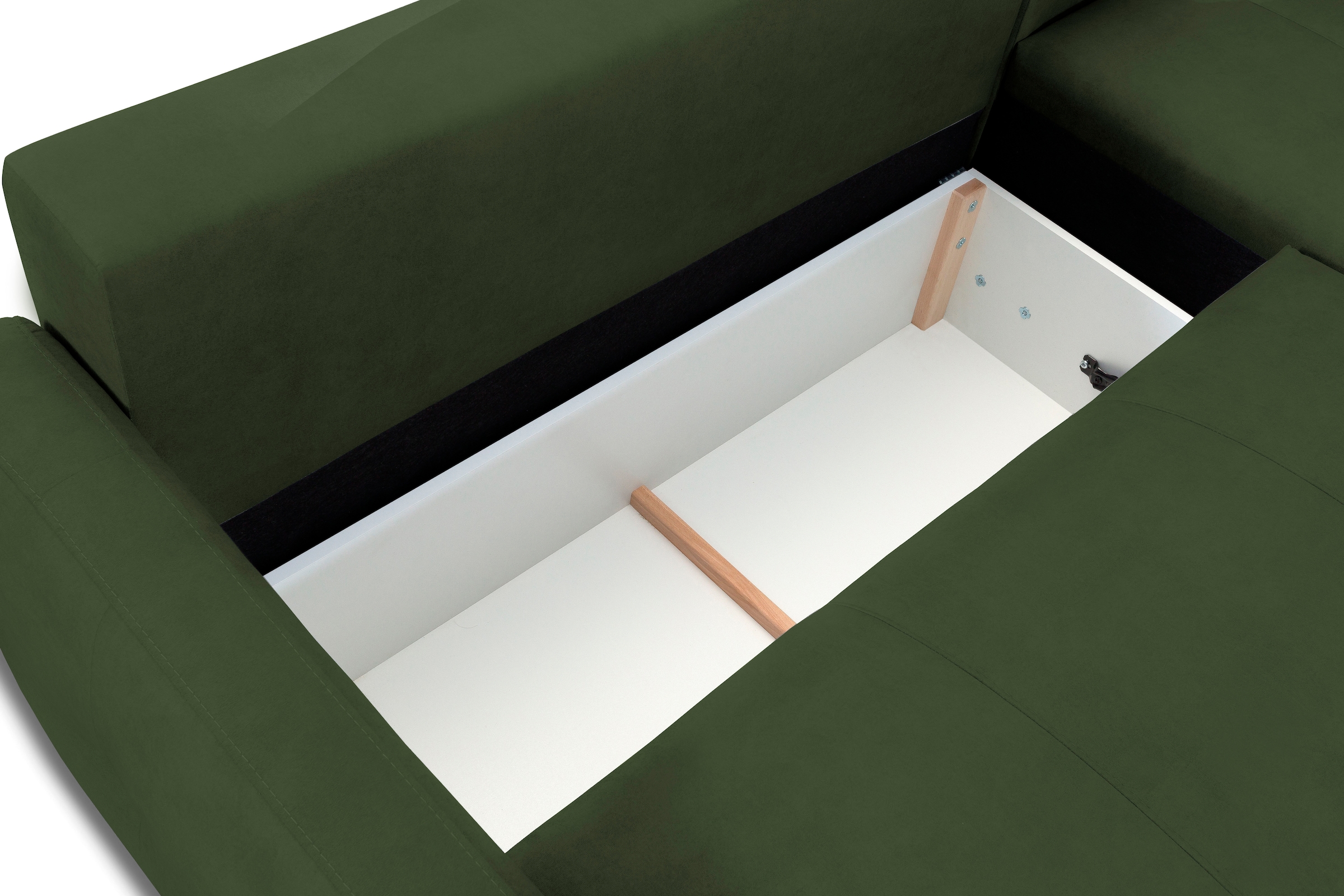 exxpo - sofa fashion Ecksofa »Chester, Boxspring Federkern-Polsterung für bequemeren Sitzkomfort«, L-Form, schmale Armlehnen, Bettfunktion u. Bettkasten