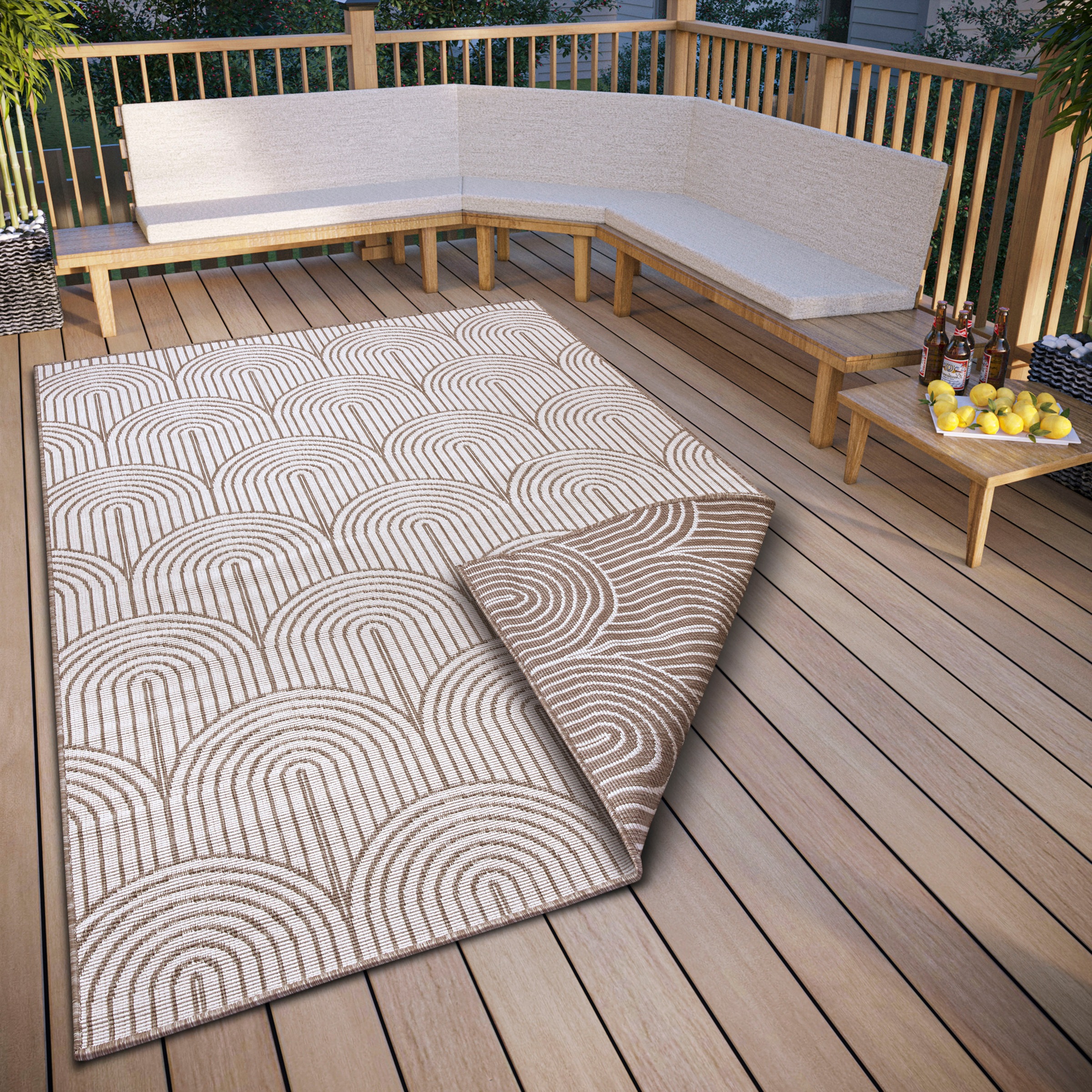 THE RUGS Flatweave Indoor Outdoor Reversible Rug Pangli Durable Polypropylene in Beige | Size: 240cm x 330cm