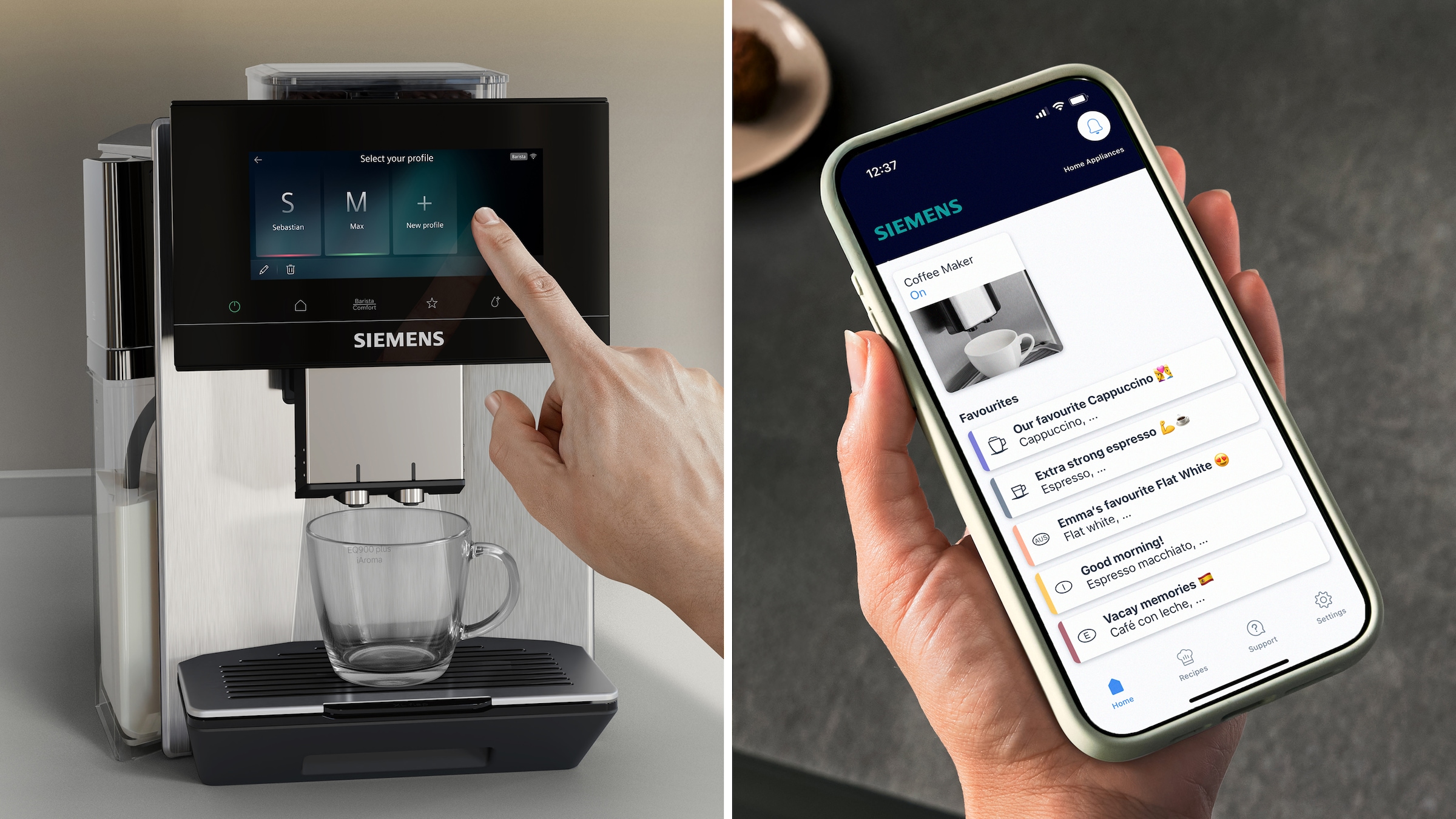 SIEMENS Kaffeevollautomat »TQ923EZ3« farbiges 6.8'' TFT-Display, individuelle Aromaeinstellung, Edelstahl