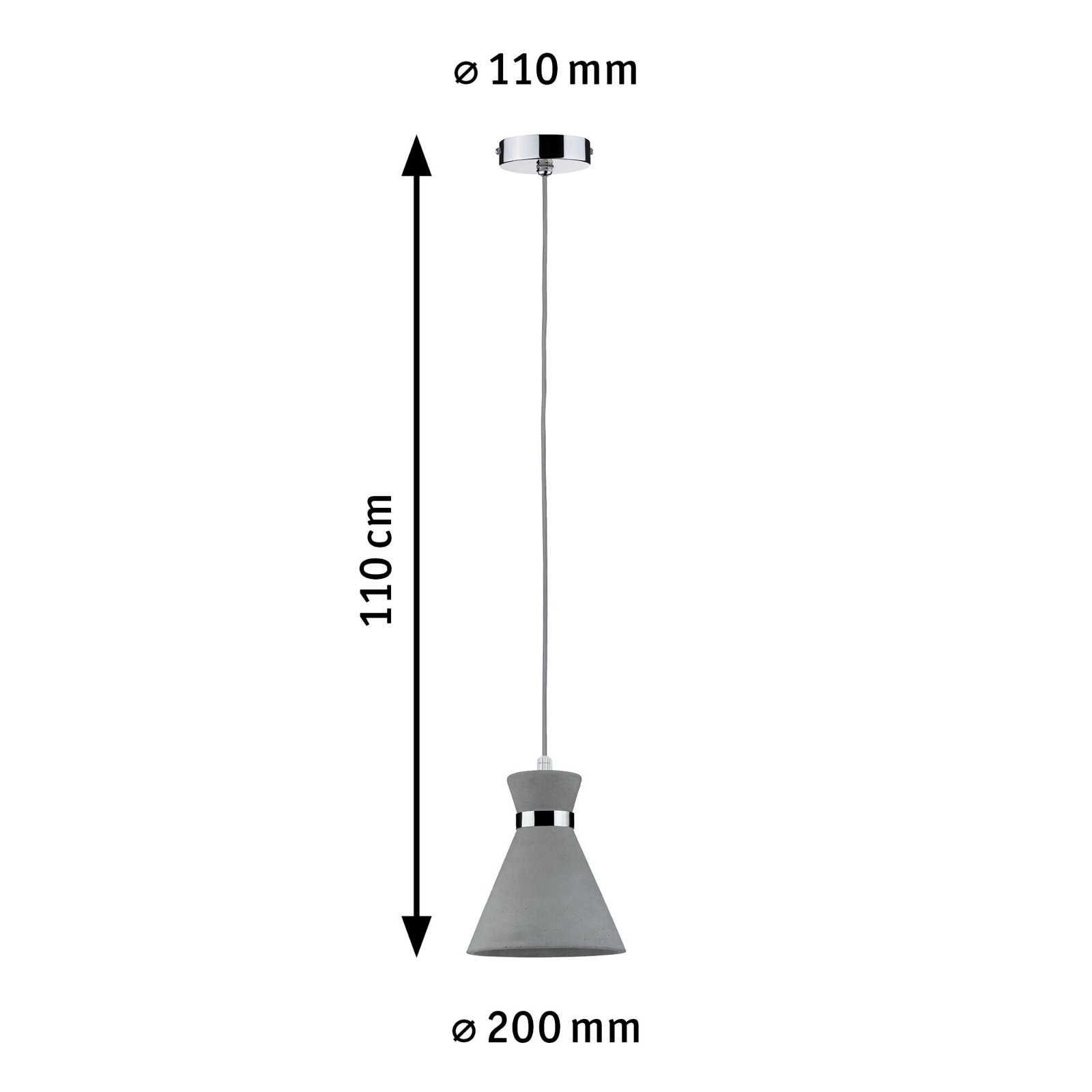 Paulmann Pendelleuchte »Verve IP44 max. 20W Grau/Chrom 230V Beton/Metall«, 1 flammig, Leuchtmittel E27 | ohne Leuchtmittel, E27