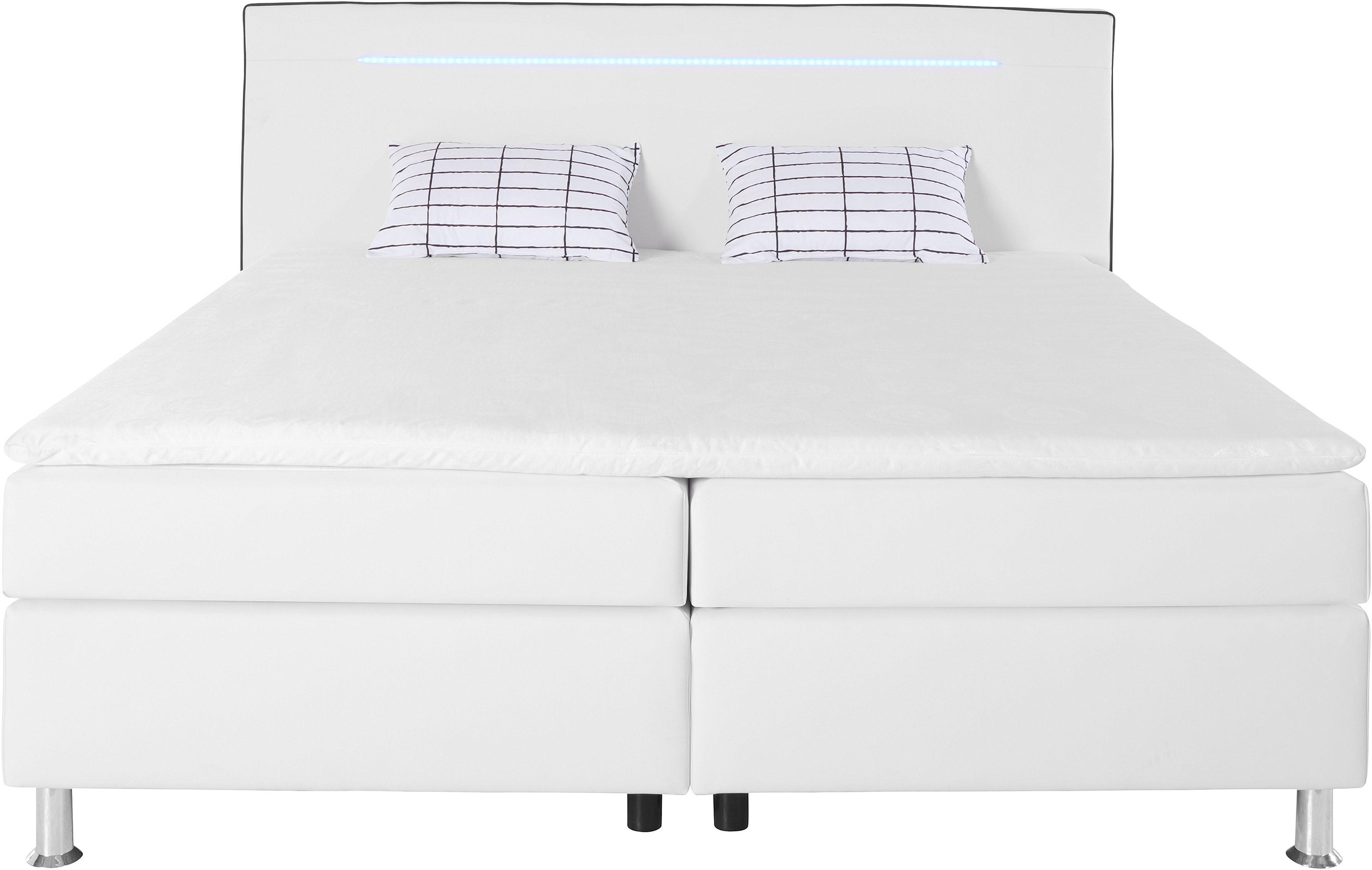 COLLECTION AB Boxspringbett »London, inklusive Topper und Kissen, mit LED-Beleuchtung«, Boxspringbett erhältlich in 90cmx200cm, 140cmx200cm & 180cmx200cm