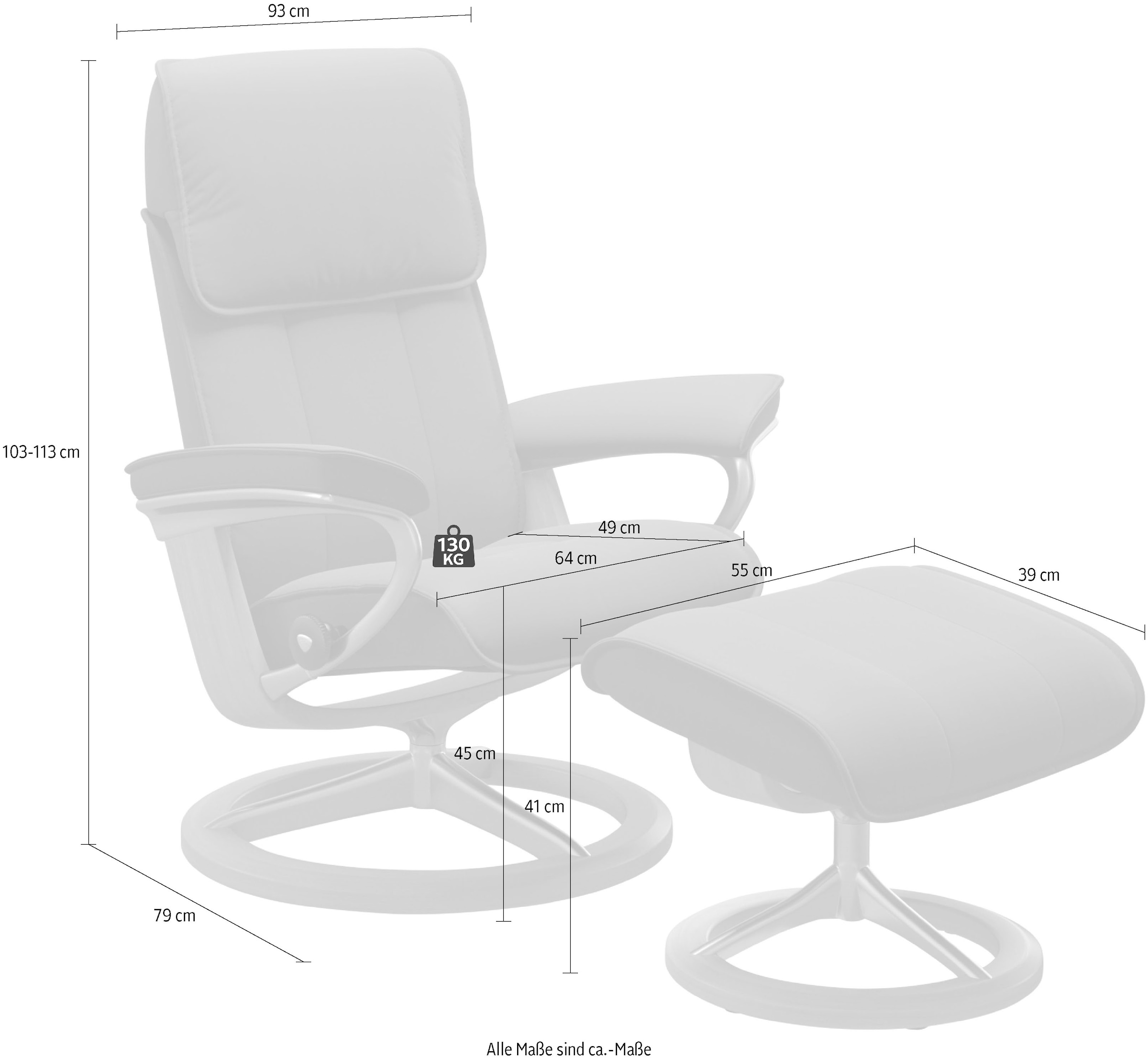 Stressless® Relaxsessel »Admiral«, (Set, Signature & Hocker), auf Base, bestellen Gestell inkl. Rechnung Schwarz L, Relaxsessel Größe mit M