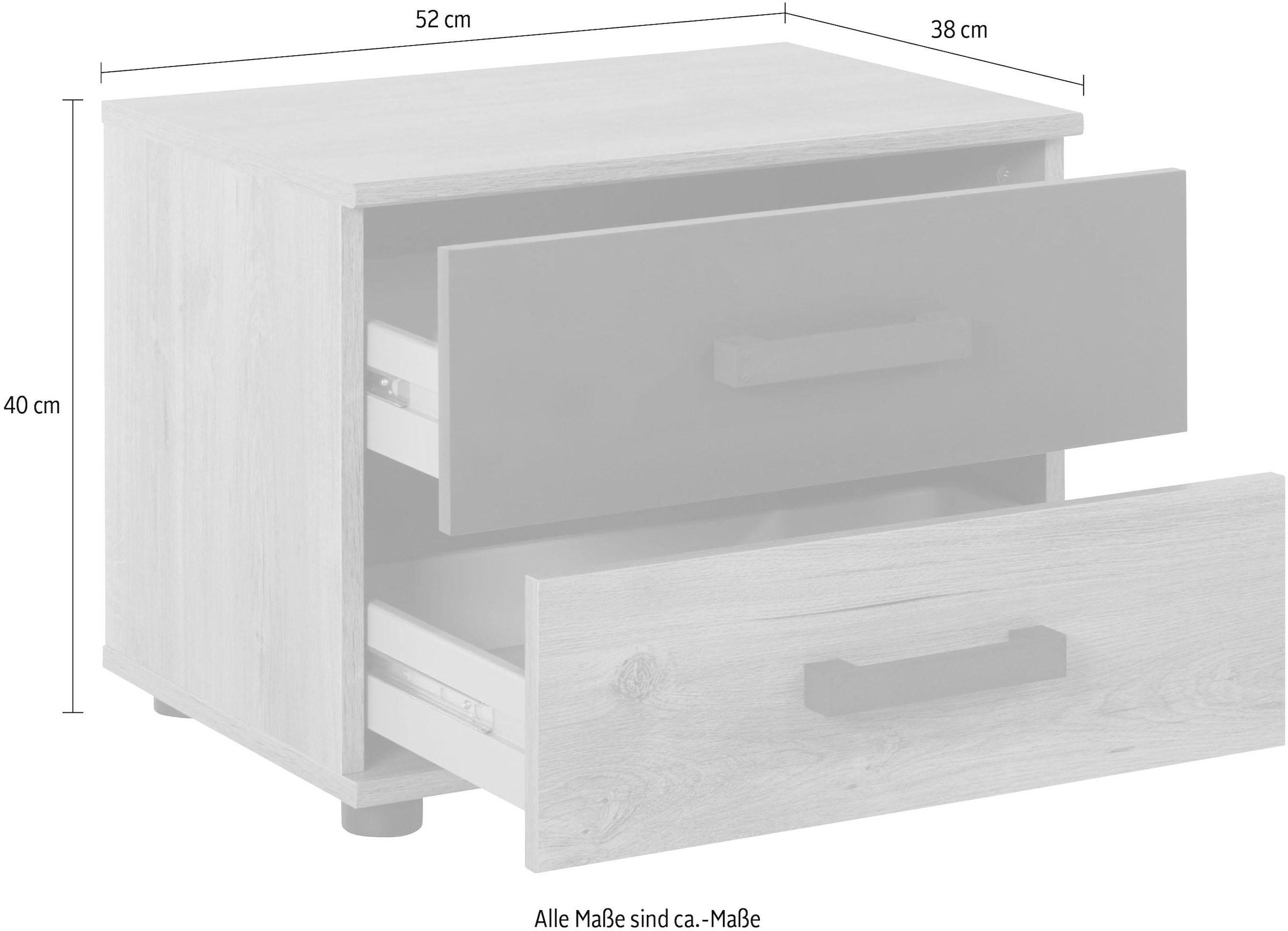 Wimex Nachtschrank »Malmoe, Nachttisch 52x38x40cm, 2 Schubladen«, einzeln oder im praktischen 2er Set, rusikaler look, Industrial Design