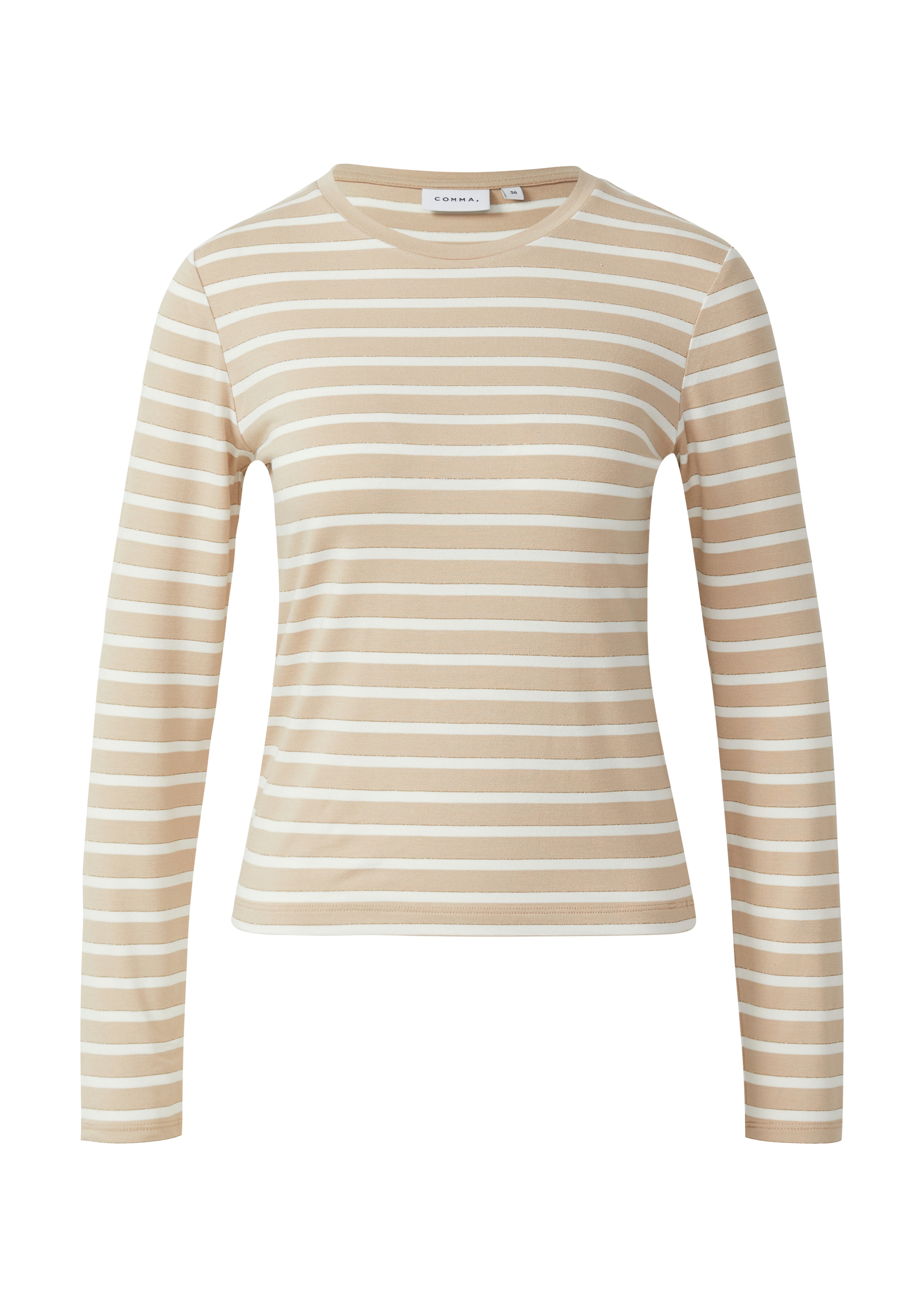 Comma Langarmshirt geringelt, mit Glitzer-Fäden