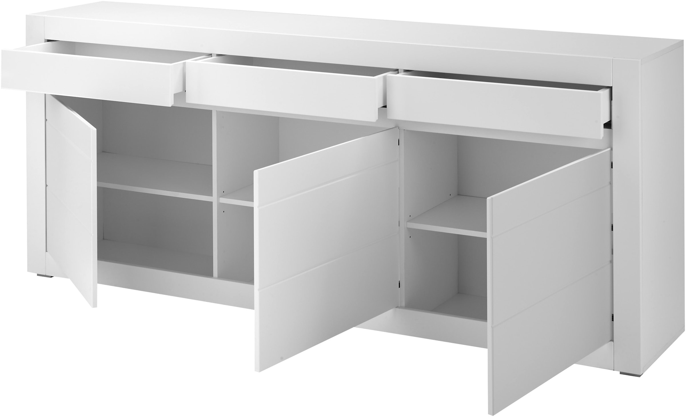 Home affaire Sideboard »Chester, moderne Anrichte, Kommode mit Stauraum, Schrank, Weiß Matt« 1 Stk. tlg. austauschbare Blende in Griffleiste, zeitloses Design, 217 cm breit