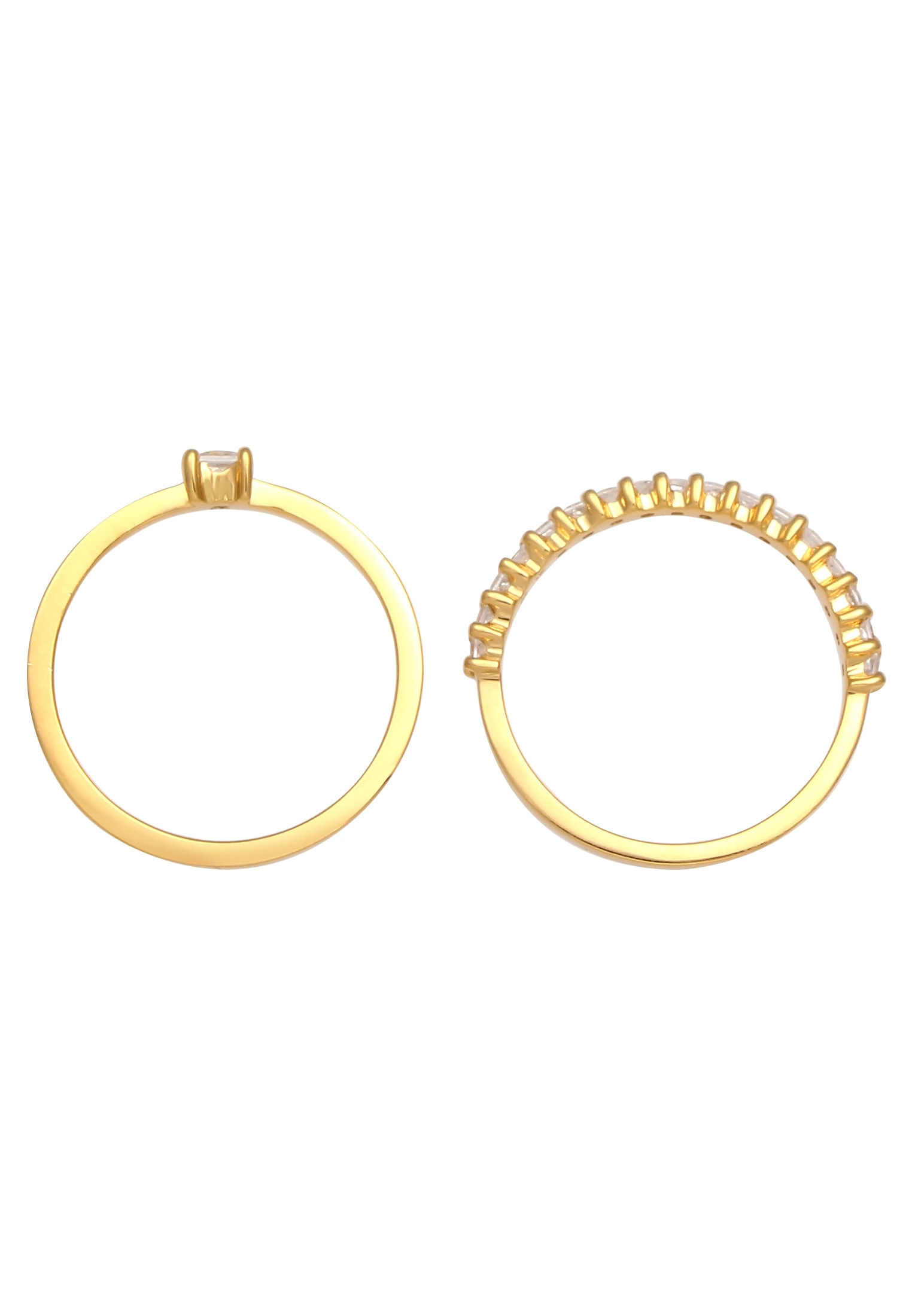 Elli Ring-Set »Ring Solitär Zirkonia Stapelring (Set 2-tlg) 925 Silber«