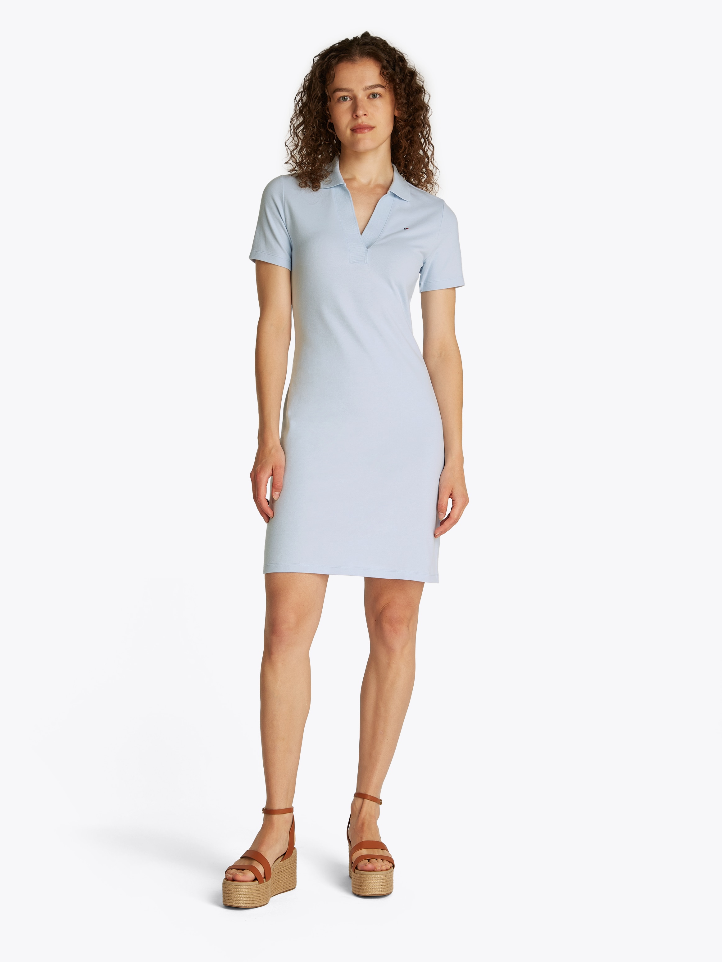 Tommy Hilfiger Polokleid »SLIM OPEN NK POLO DRESS SS«, mit gestickter Tommy Hilfiger Flagge
