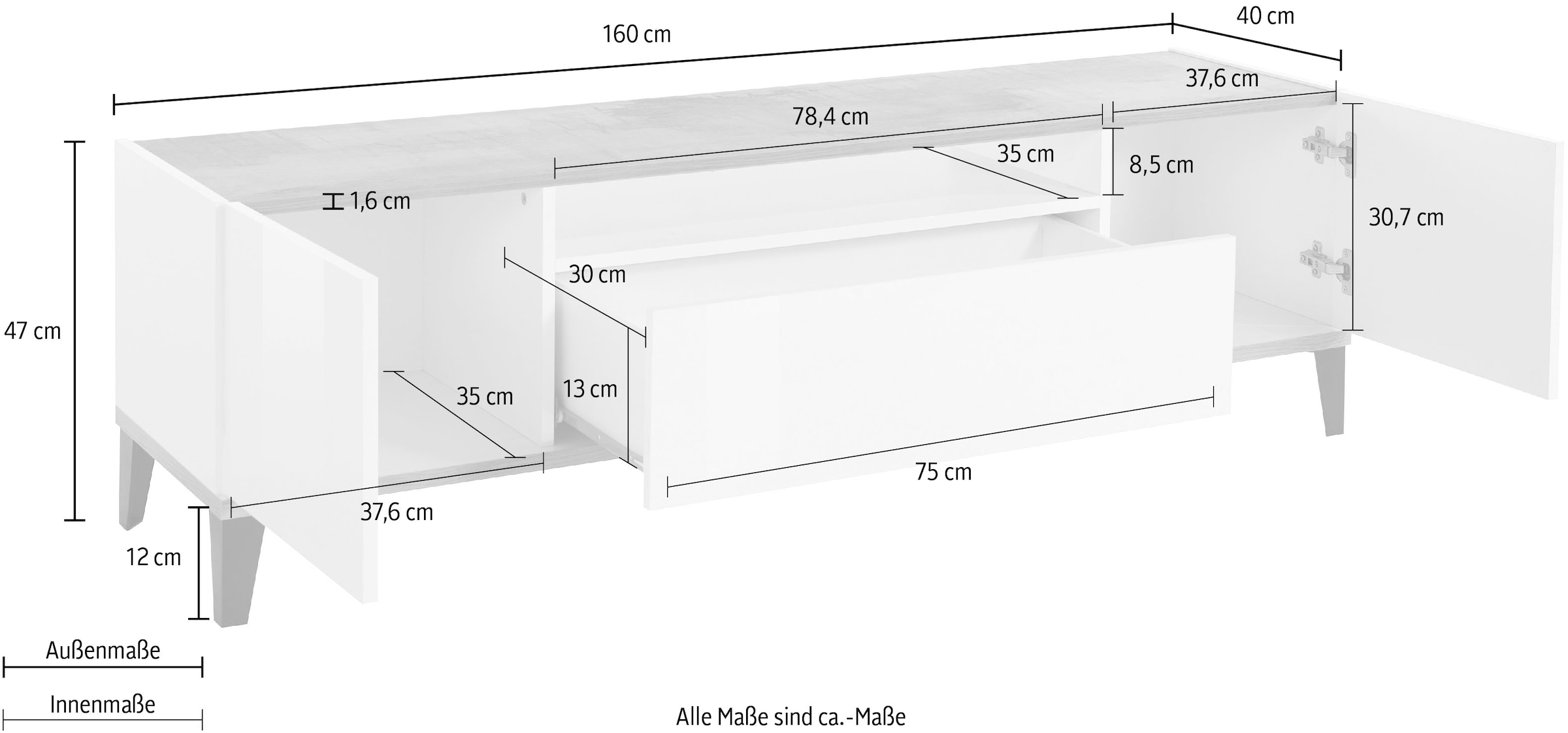 INOSIGN Lowboard »SunriseTV-Board, TV-Schrank«, Breite 160 cm
