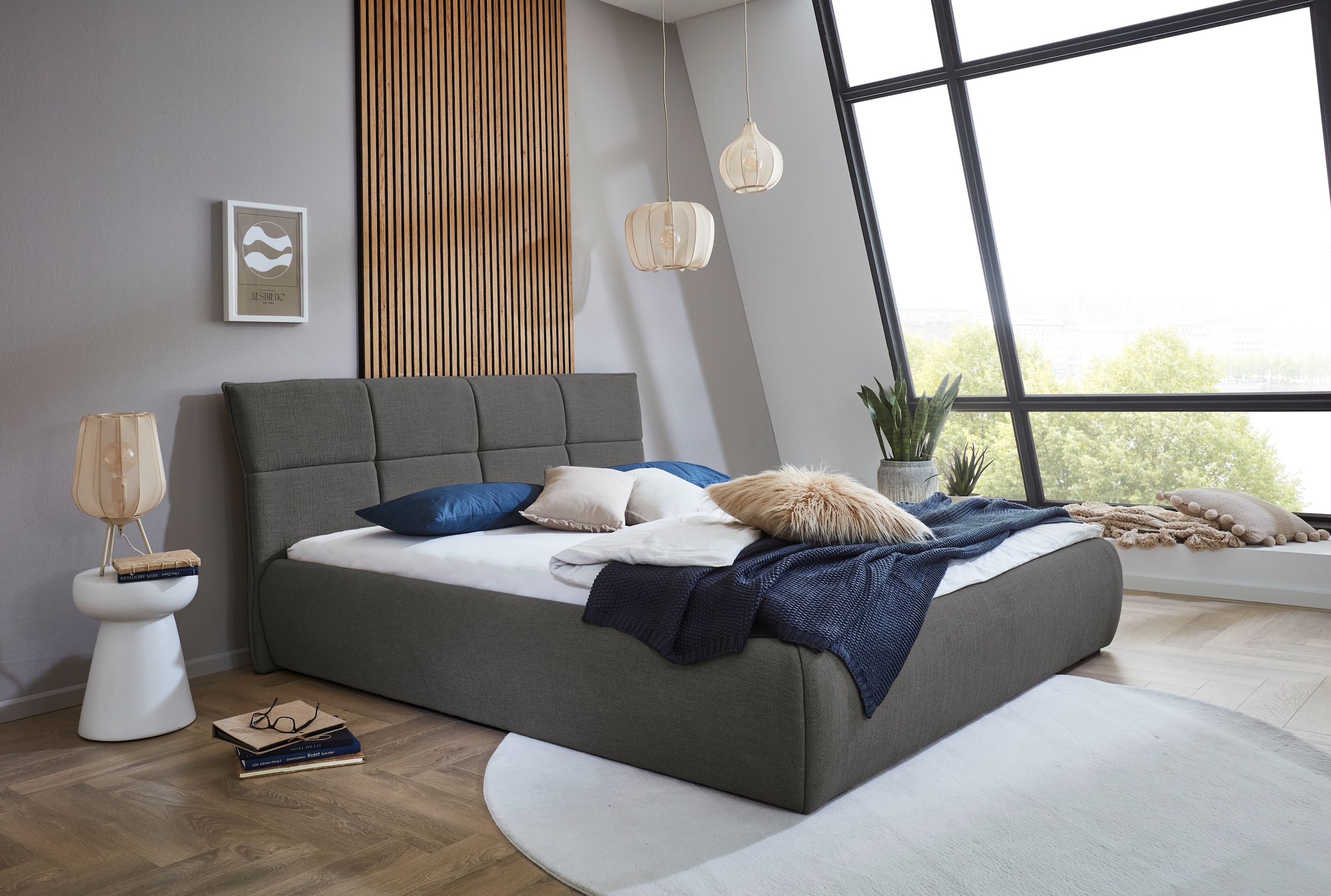 ATLANTIC home collection Polsterbett »Narin in verschiedenen Größen« modernes gepolstertes Kopfteil mit stillvollen Akzenten