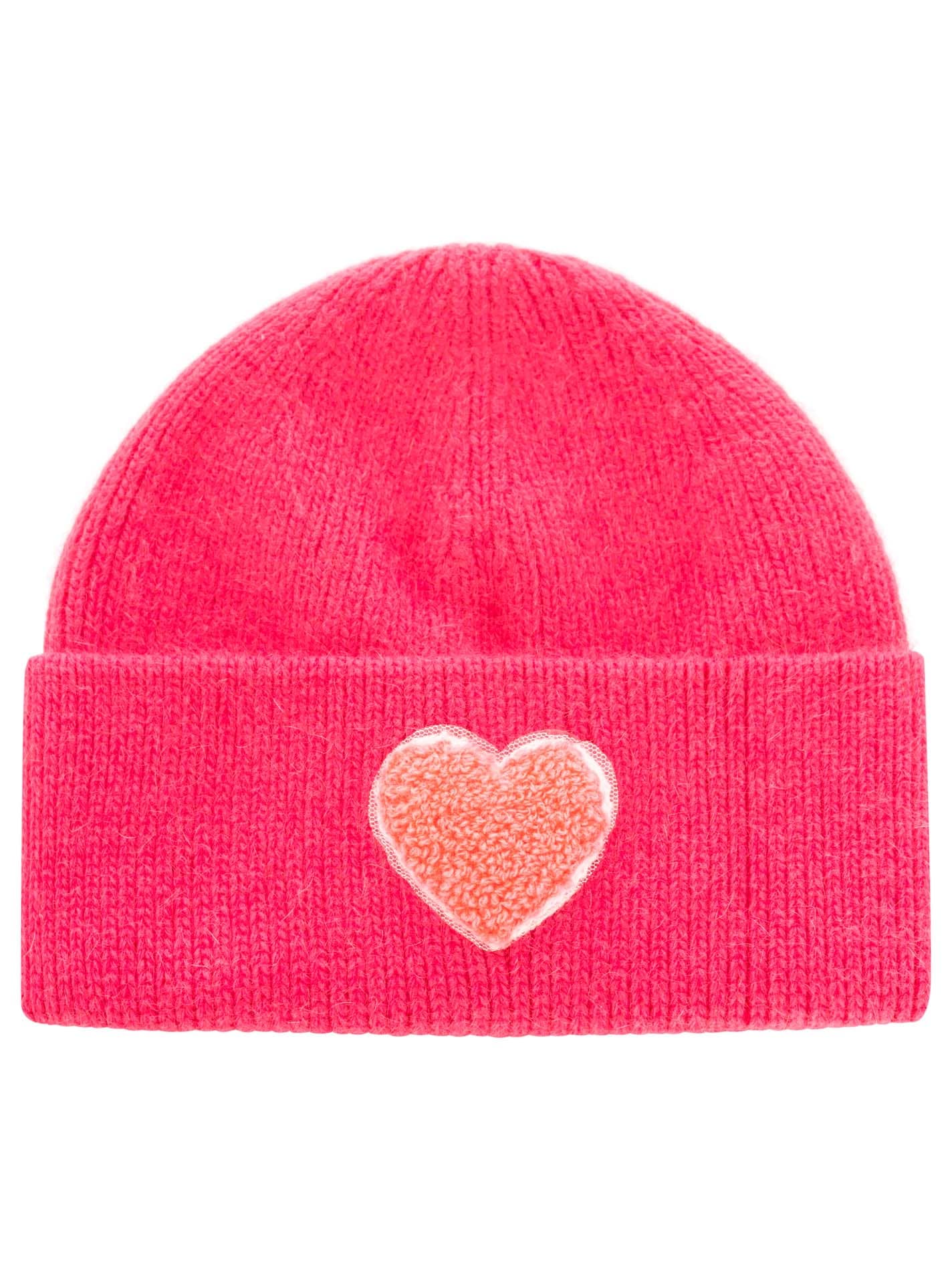 Zwillingsherz Beanie »"Heart Patch"-KIDS« Pinkes Herz-Patch, breiter Umschlag, gerippt, mit Wollanteil