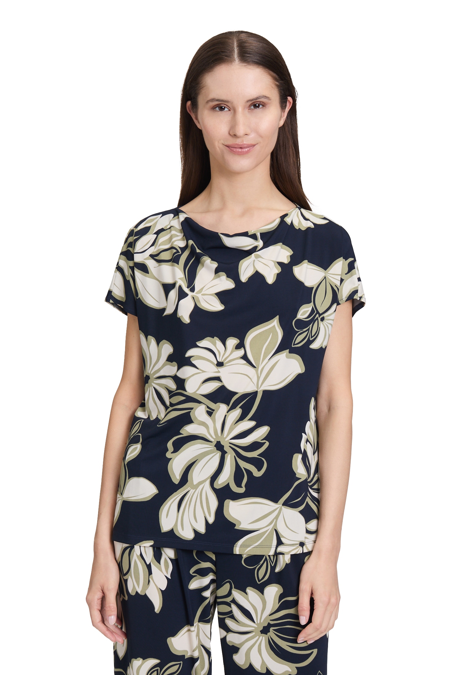 Betty Barclay Kurzarmshirt »Printshirt mit Wasserfallausschnitt«