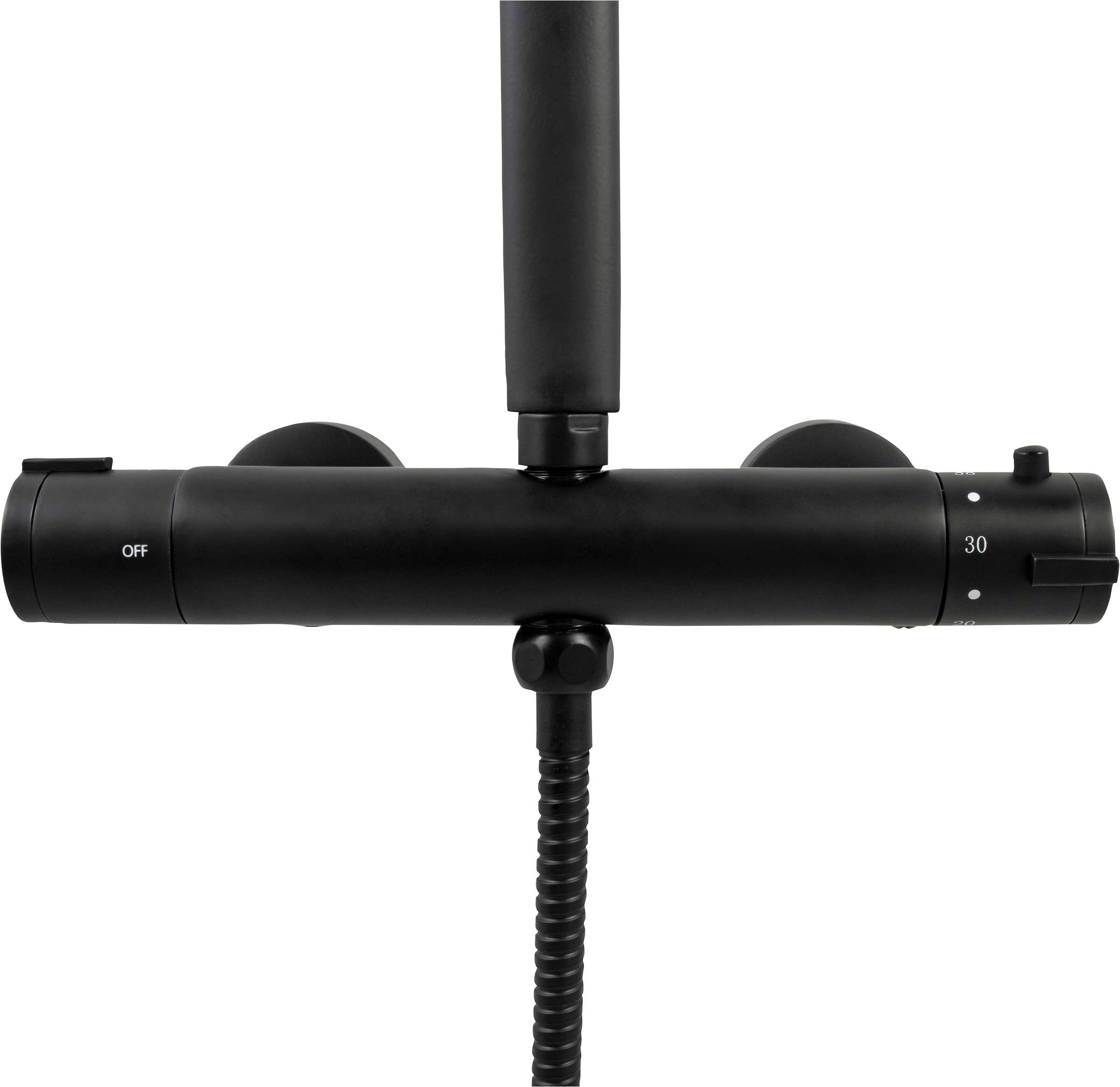 CORNAT Badarmatur »Dusch-Komplettsystem "Noir Style"« Black Edition, mit Thermostatarmatur, Handbrause mit 5 Strahlarten