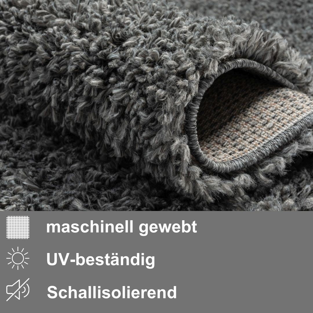 Myflair Möbel & Accessoires Hochflor-Läufer »My Shaggy«, rechteckig, 37 mm Höhe, Shaggy, Uni Farben, leicht glänzend, Microfaser, extra flauschig