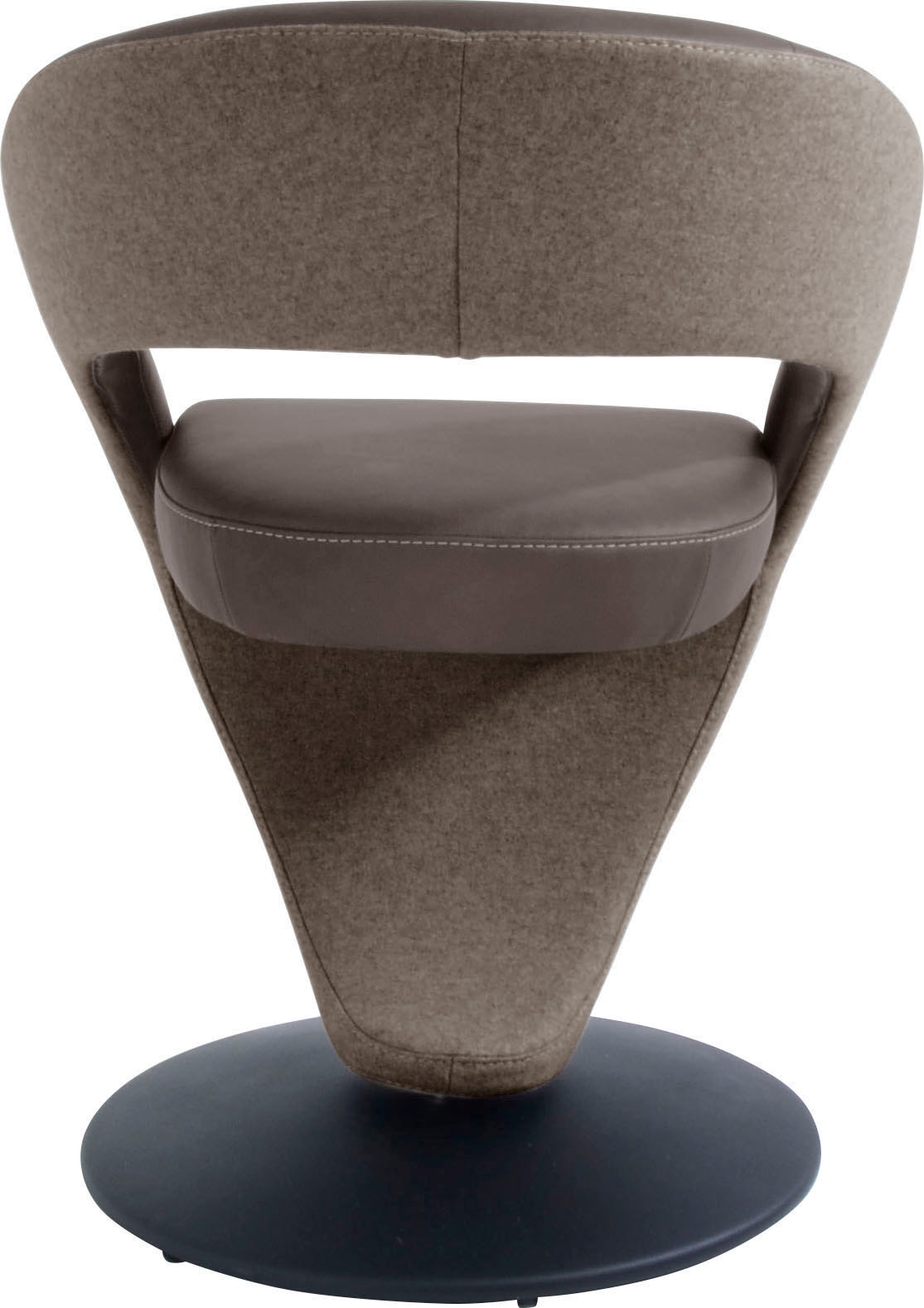 K+W Komfort & Wohnen Drehstuhl »Wave«, Leder CLOUD-Lodenstoff, Design-Drehstuhl, Drehteller in Metall schwarz, Farbkombination