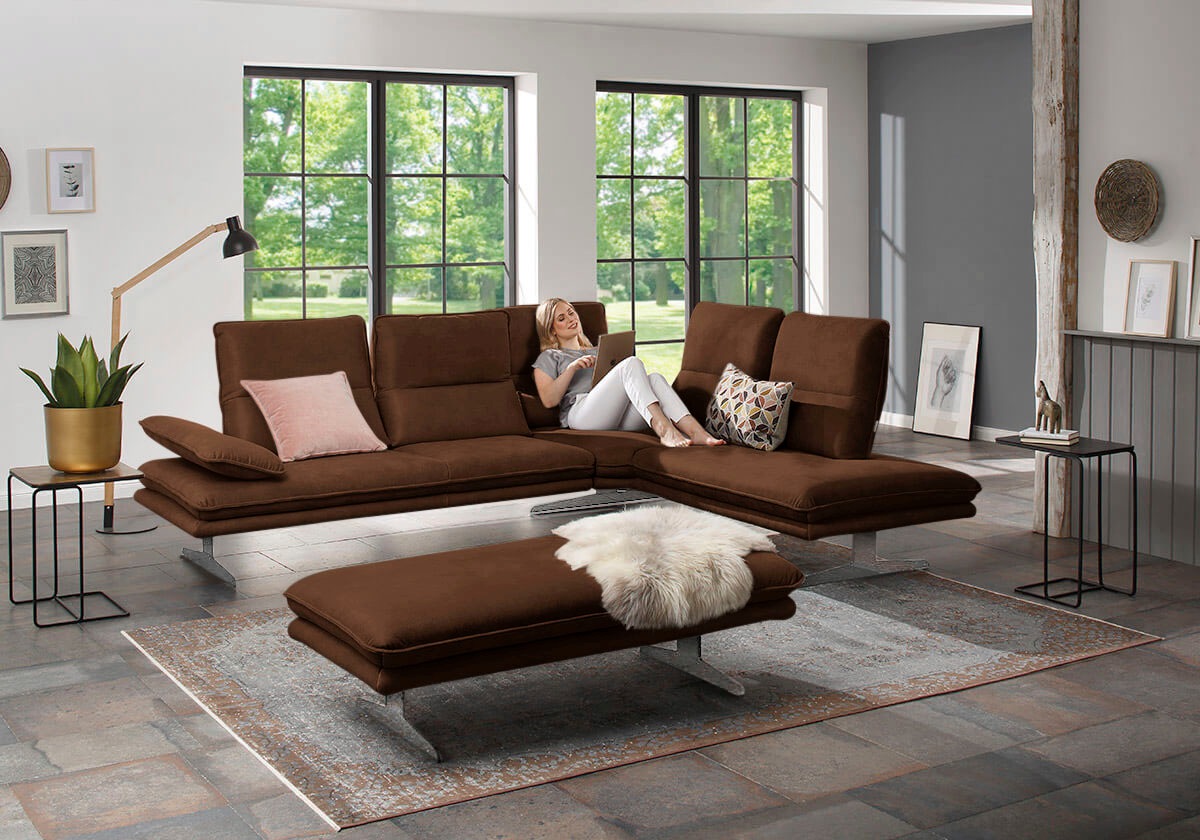 W.SCHILLIG Ecksofa »broadway, Designsofa, mit tollem Sitzkomfort, L-Form«, Sitztiefenverstellung, Kopfteil- & Seitenteilverstellung, Breite 284cm
