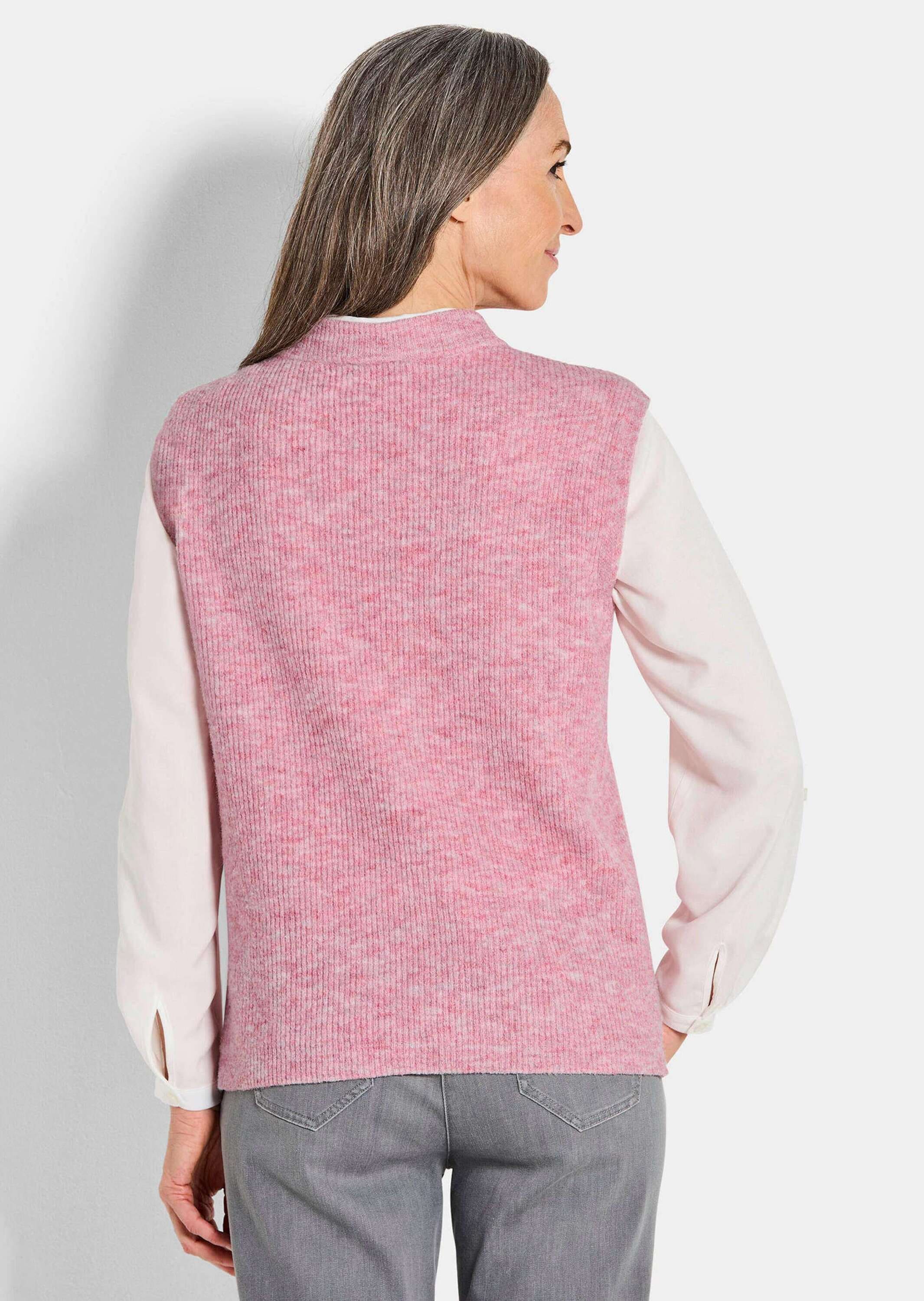 GOLDNER Rundhalspullover »Kurzgröße Edler Rippstrick Pullunder, Stehkragen«