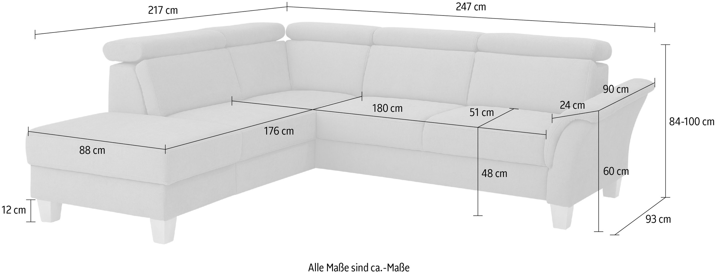 Home affaire Ecksofa »Conville L-Form«, Federkern, wahlweise mit Bettfunktion und Bettkasten bzw. Stauraum
