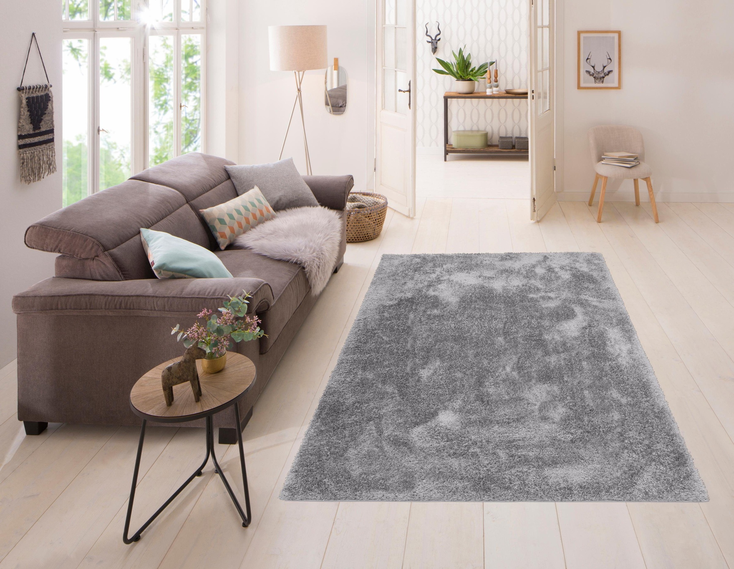 Home affaire Hochflor-Teppich »Malin«, rechteckig, 43 mm Höhe, Uni-Farben, leicht... kaufen