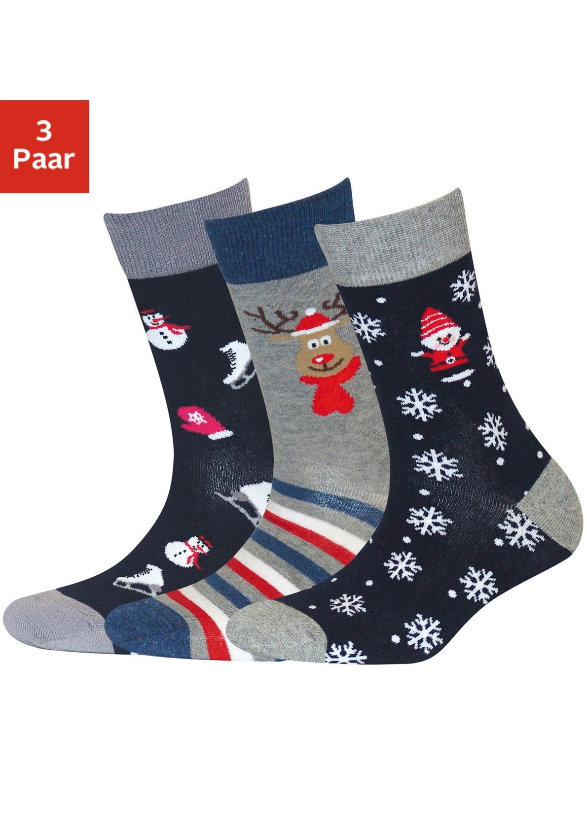 Socken, (Packung, 3 Paar), mit Weihnachts-Design