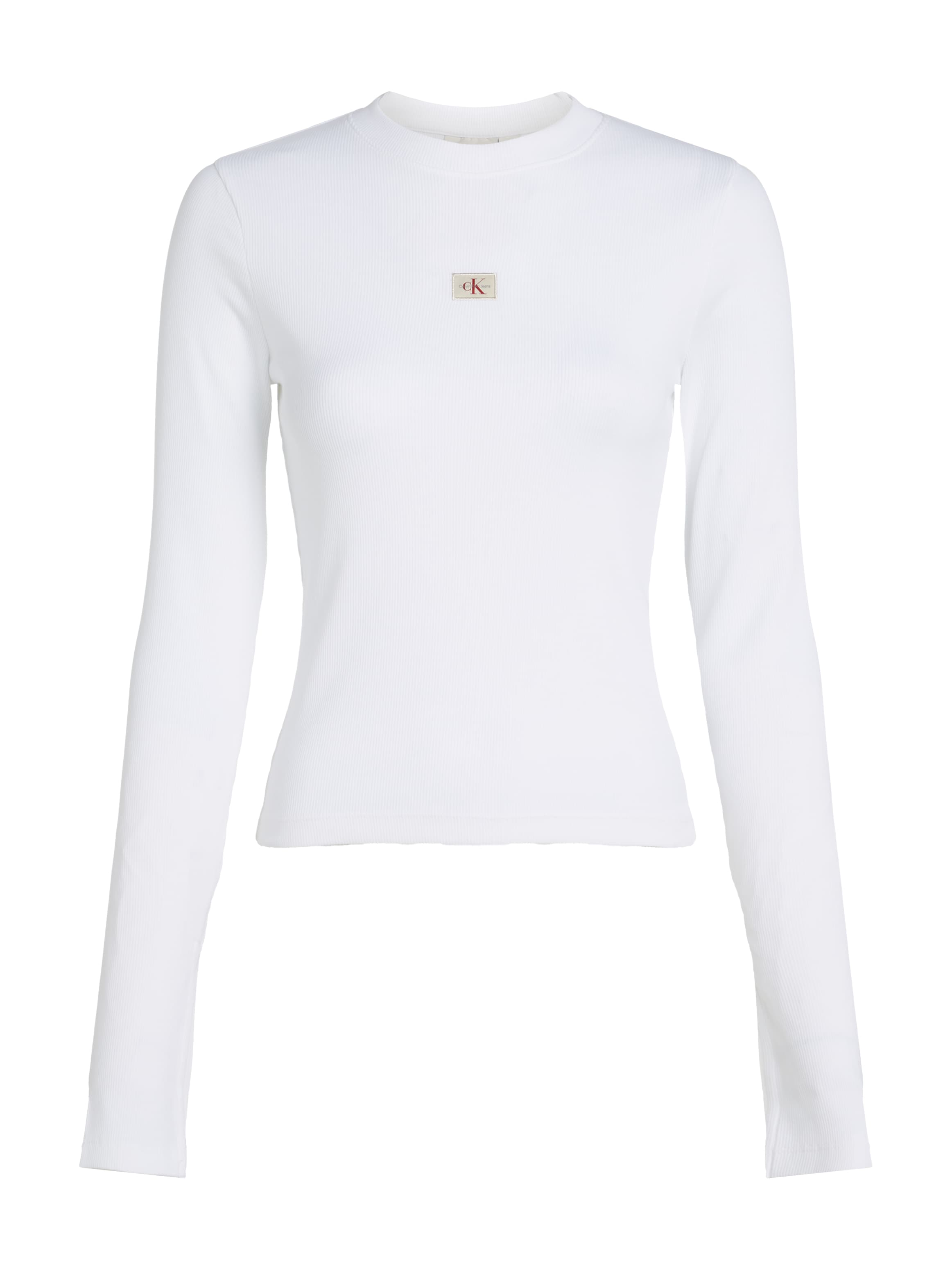 Calvin Klein Jeans Longtop »WOVEN LABEL RIB LS TOP«, mit Logodruck