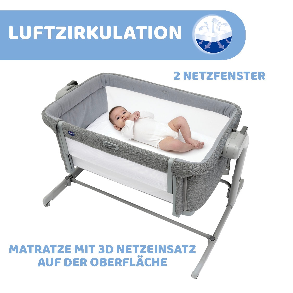 Chicco Beistellbett »Next2Me Magic Evo Dark Grey«, mit Schaukelmodus; inklusive Transporttasche