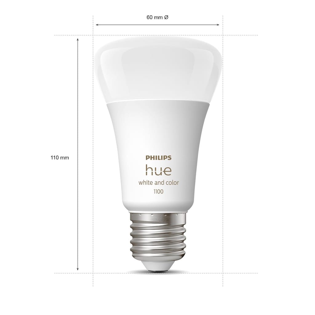 Philips Hue Smarte LED-Leuchte »White & Col. Amb. E27 2er Starter Set inkl. DimmerSwitch 2x1100«