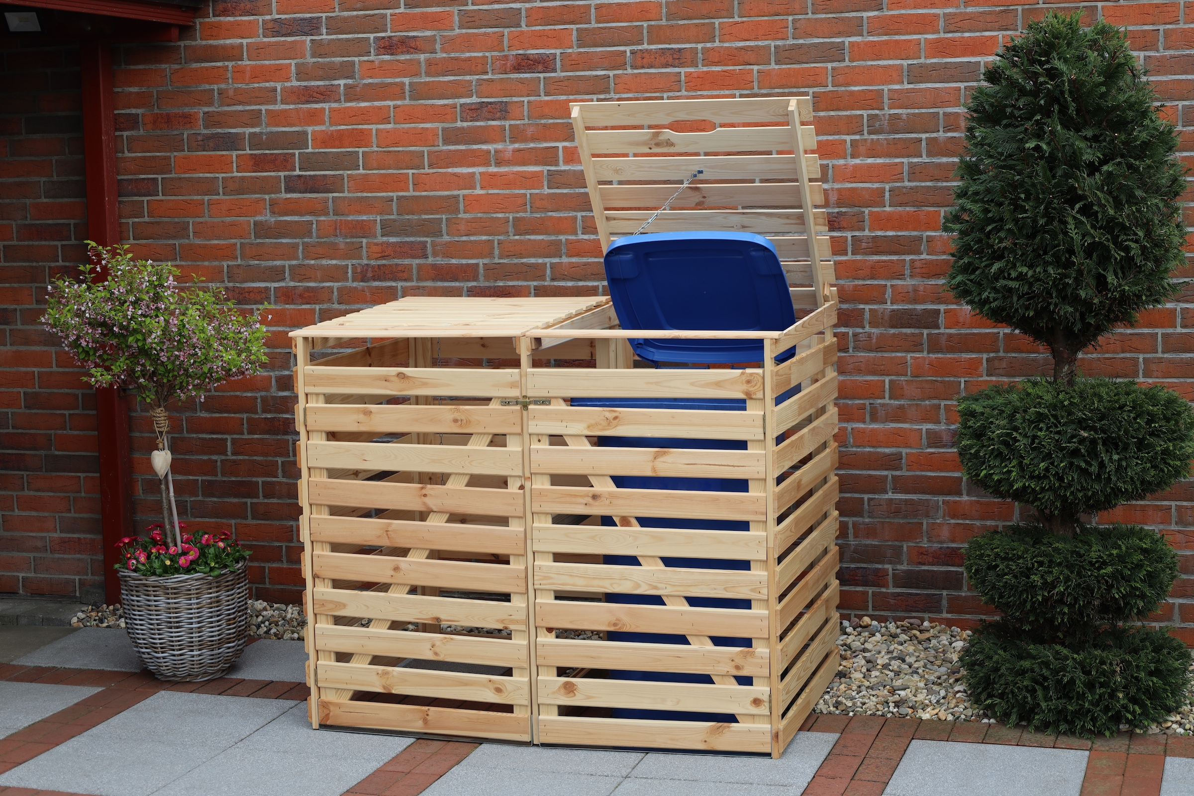 promadino Mülltonnenbox »Vario V« für 2 Tonnen, robust aus zertifiziertem Kiefernholz
