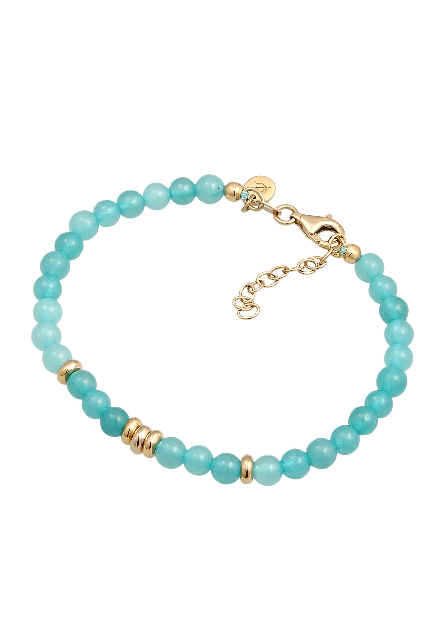 Elli Premium Armkette »Armband Amazonite Edelstein Perlen Blau-Grün 925 Sterling Silber vergoldet«