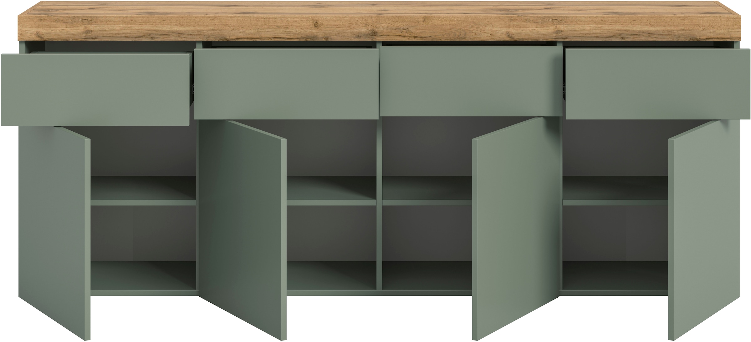 OTTO home Sideboard »MAMBO, TOPSELLER!, Breite 200cm, 4 Türen, 4 Schubkästen, push-2-open« 2 farbige Ausführung, in verschiedenen Farben erhältlich, 1 Stk. tlg. Kommode, Anrichte, Wohnzimmer, Schlafzimmer