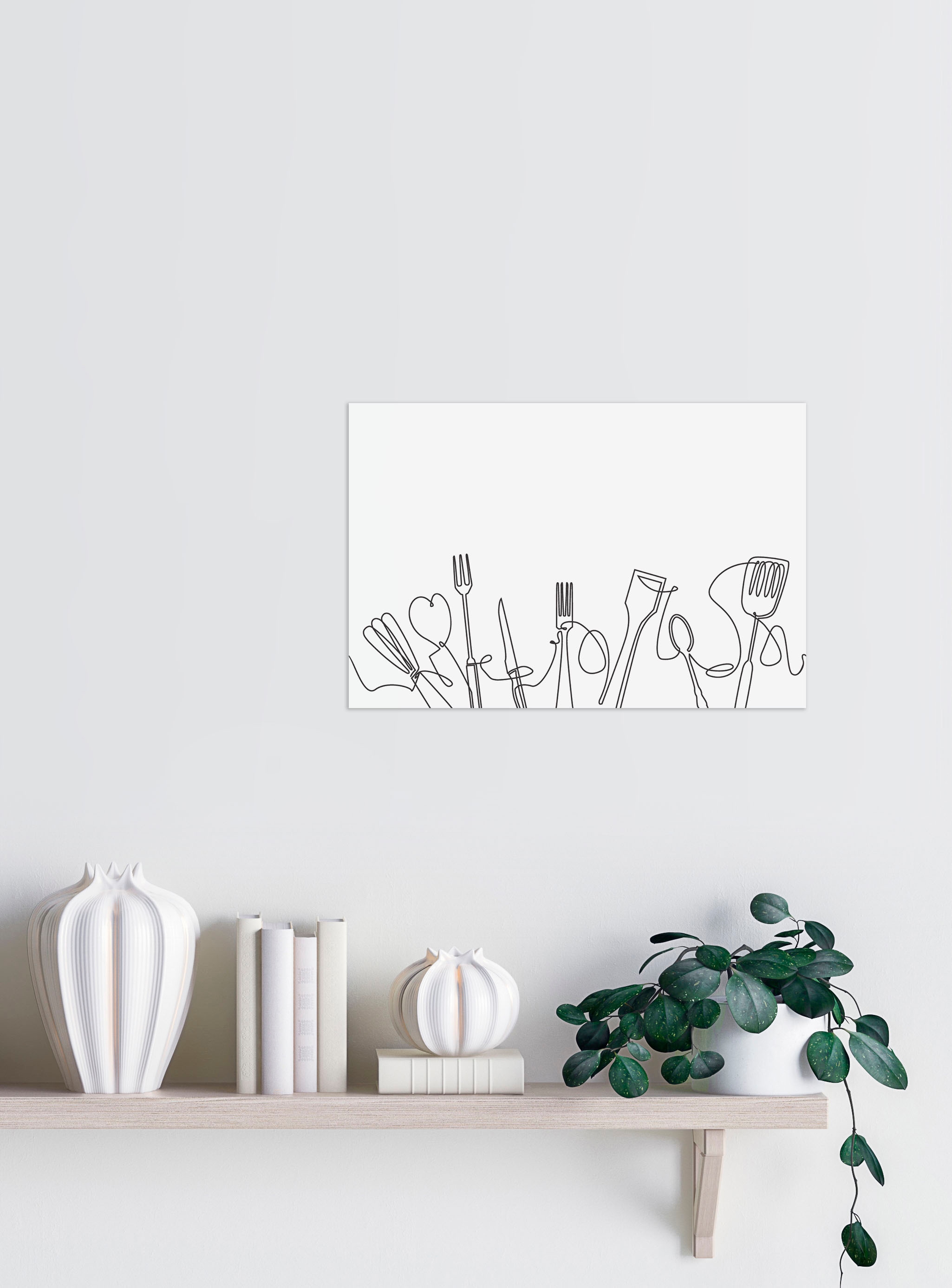 queence Wanddekoobjekt »Besteck«, Blechschild, Stahlschild, schwarz, weiß, minimalistisch, 20x30cm