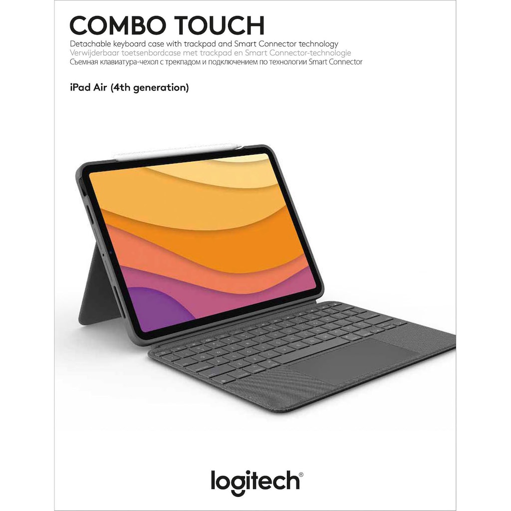 Logitech iPad-Tastatur »Combo Touch iPad Air (4. Gen - 2020) Keyboard Case«, (ausklappbare Füße-Multimedia-Tasten)