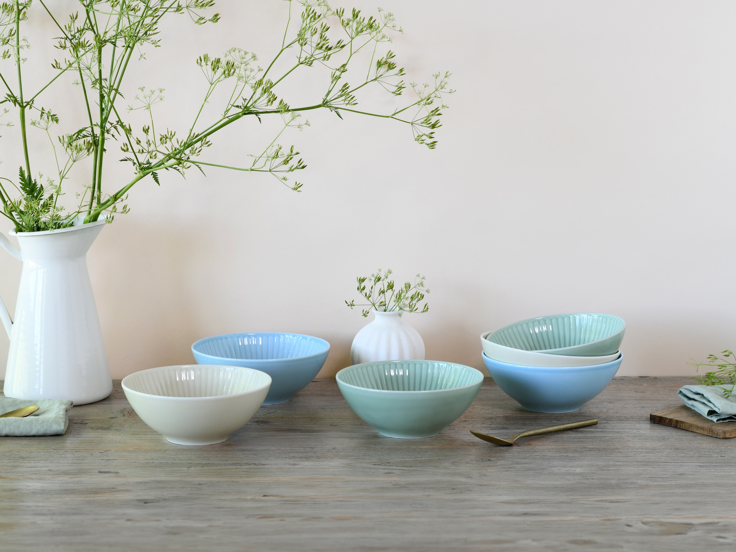 CreaTable Müslischale »Valencia, Mehrzweckschale 6-tlg« 6 Stk. aus Porzellan Elegant, Boho Chic