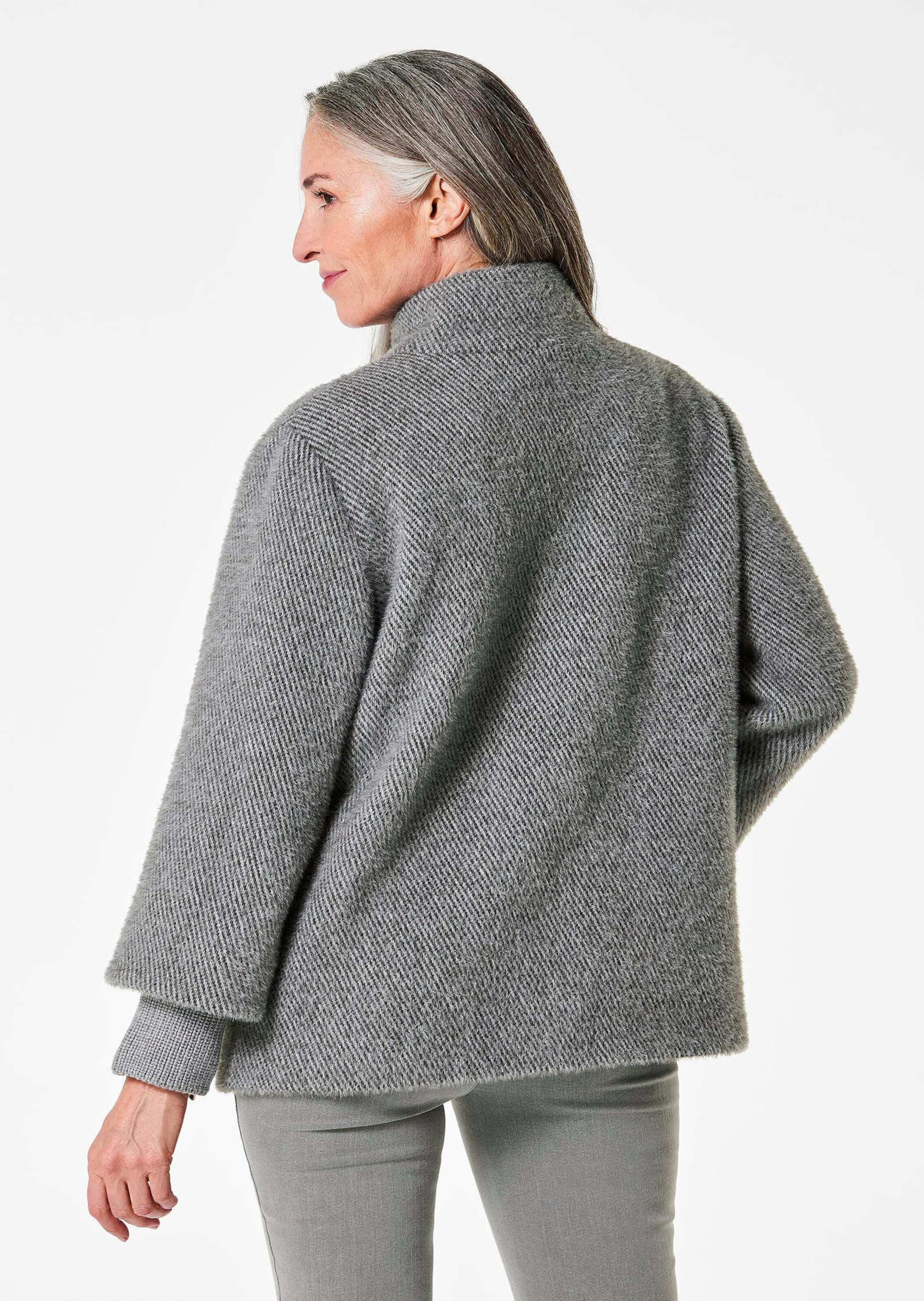 GOLDNER Kurzjacke »Flauschiger Kurzmantel mit Stehkragen« mit Strickbündchem am Armsaum