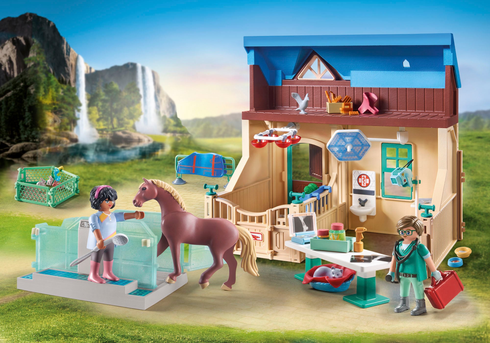 Playmobil® Konstruktions-Spielset »Reittherapie & Tierarztpraxis (71352), Horses of Waterfall«, (164 St.)