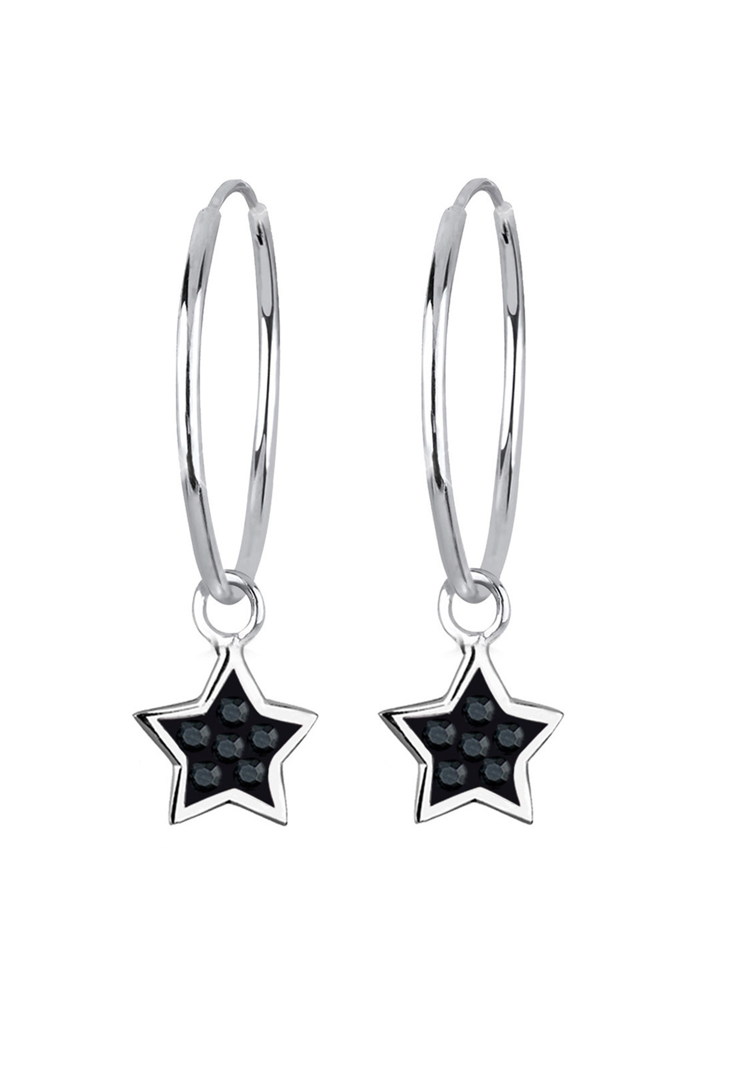 Elli Paar Creolen »Ohrringe Creolen Stern Kristalle 925 Silber«