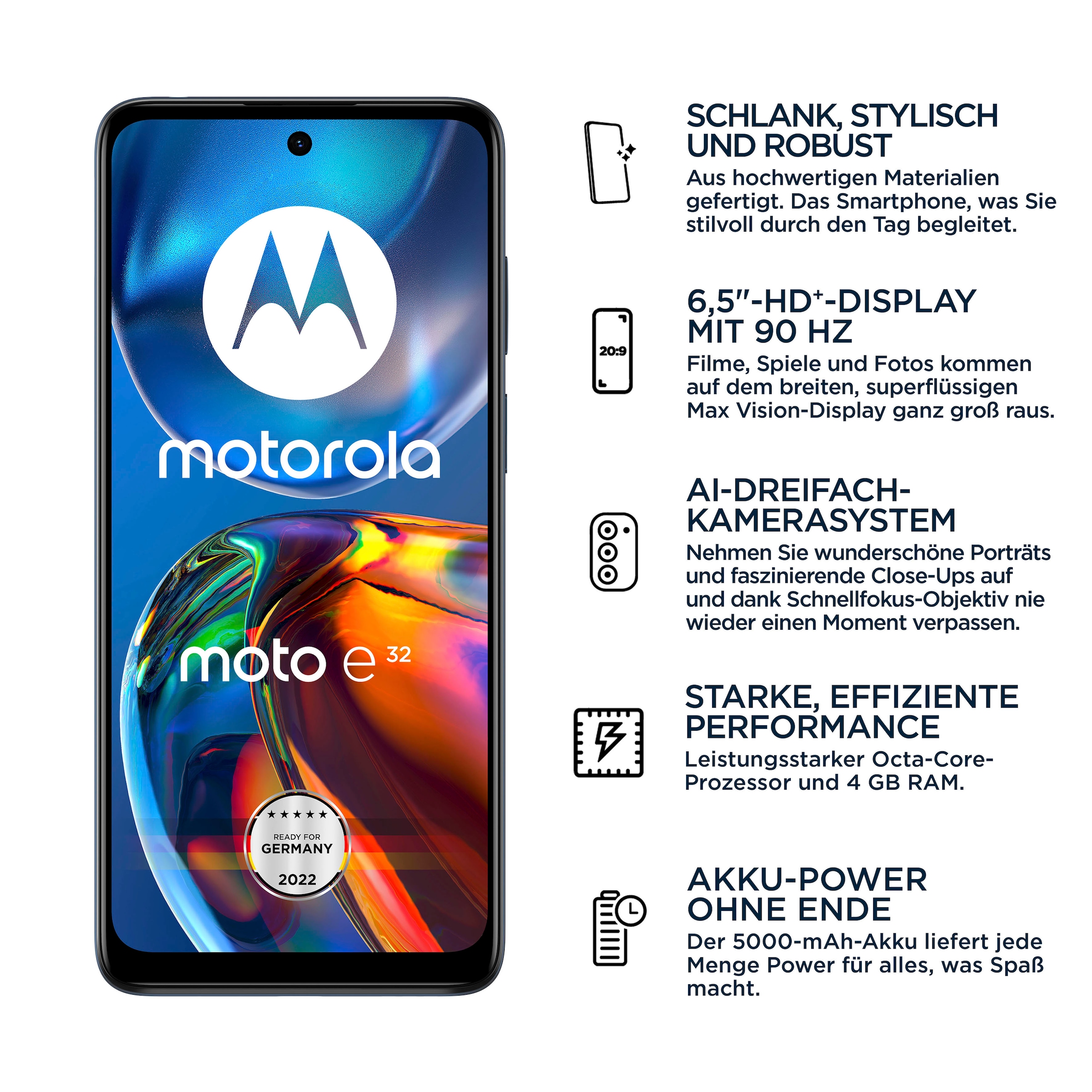 Motorola Smartphone »e32«, Gravity 16,51 3 | MP 16 UNIVERSAL XXL ➥ Speicherplatz, Garantie GB 64 Jahre Zoll, Grey, Kamera cm/6,5