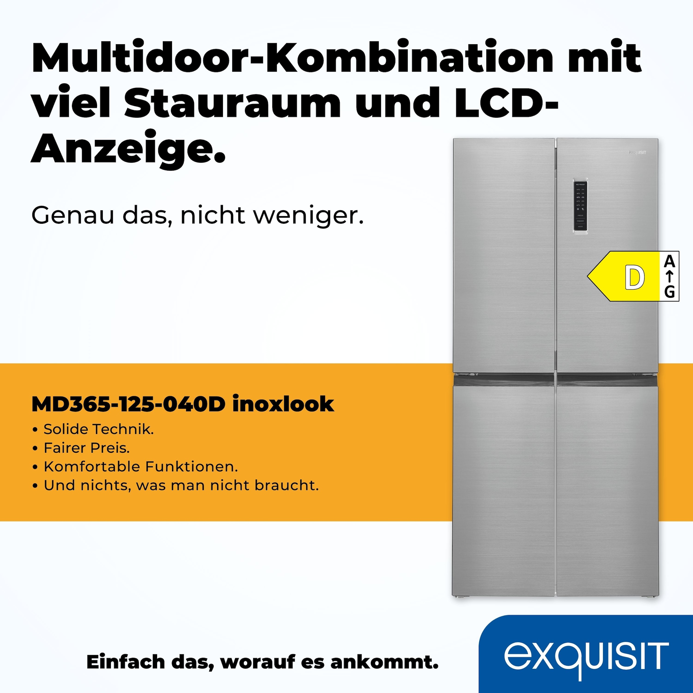 exquisit Multi Door »MD365-125-040D inoxlook« 180 cm hoch 79 cm breit