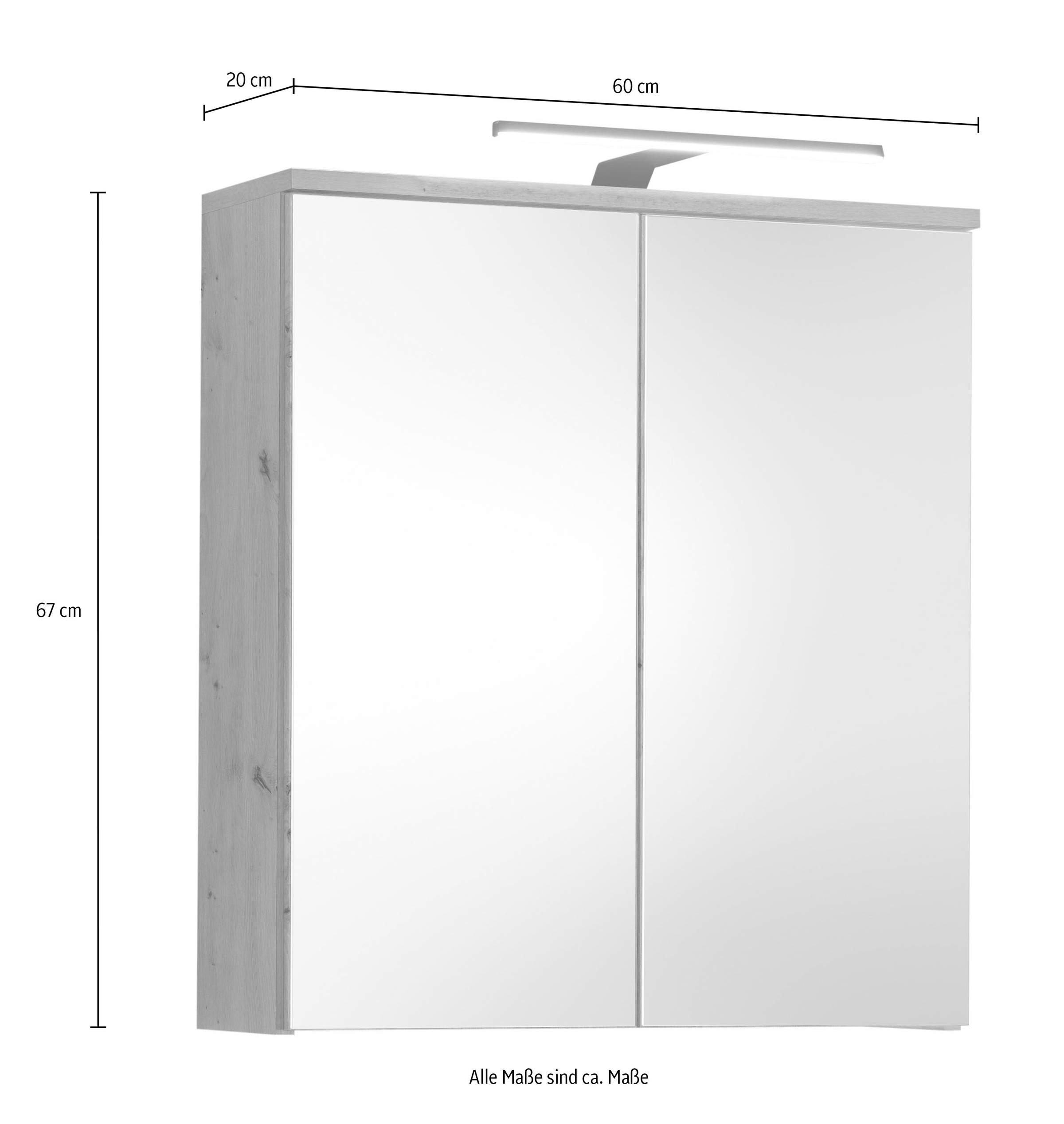 BASIC by Balculina Spiegelschrank »Spice, Badezimmerschrank BxTxH 60x67x20 cm«, (1 St.), Breite 60 cm, LED-Beleuchtung