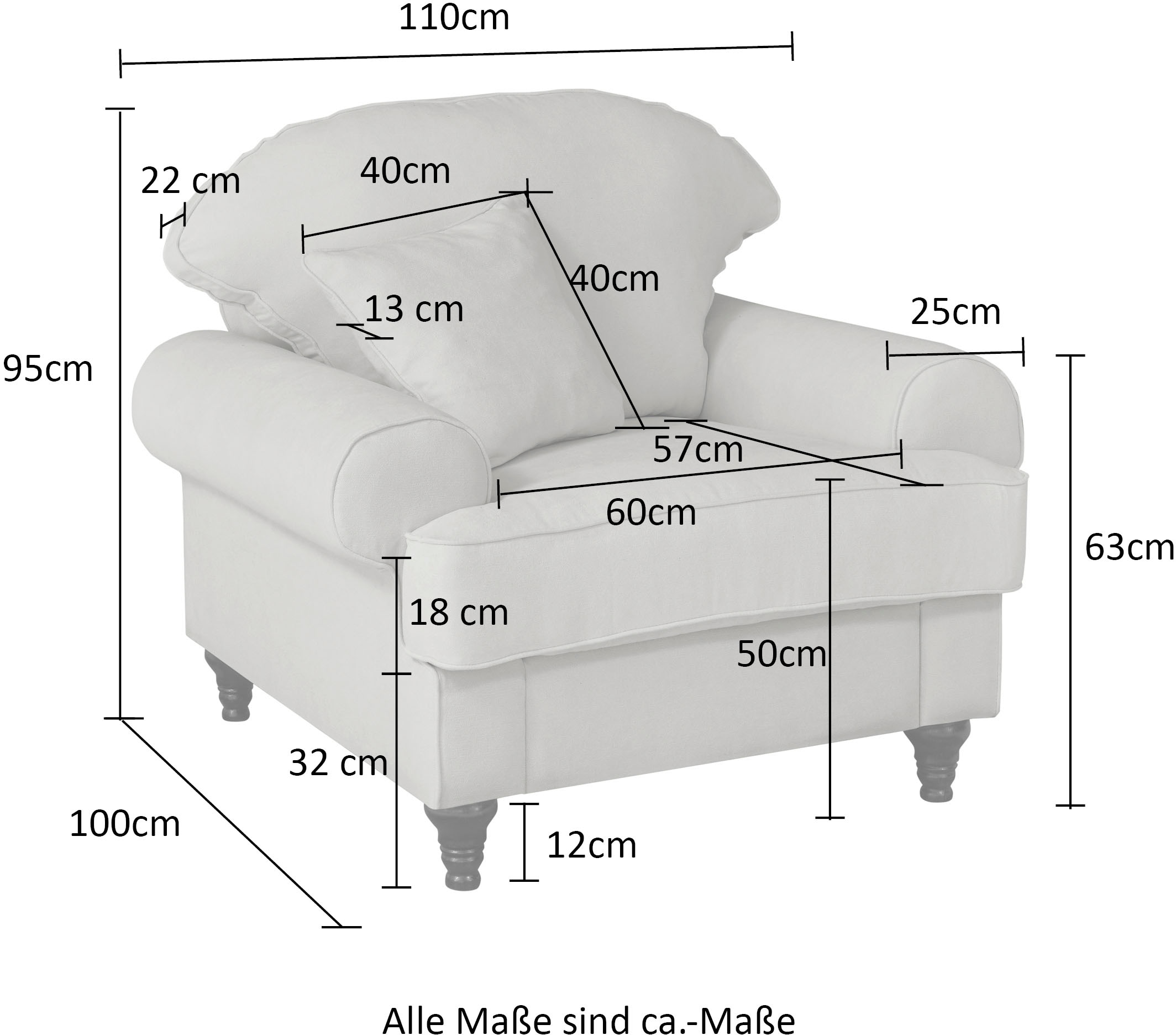 OTTO home Sessel »Westminster mit hochwertigem Microfaserbezug, in 5 Farben verfügbar« Federkern-Polsterung, gedrechselter Fuß, inkl. Zierkissen