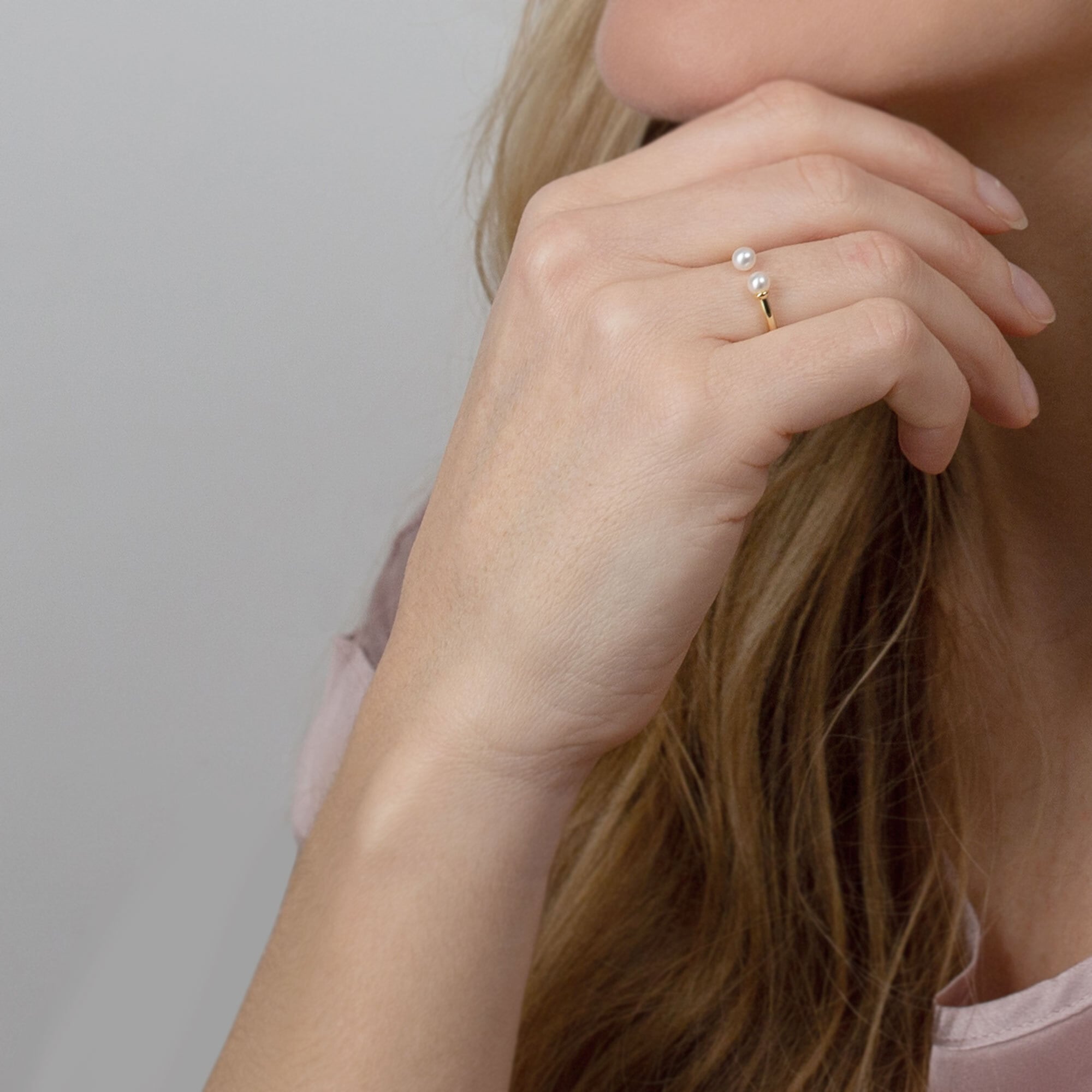 AILORIA Fingerring »Ring gold/weiße Perle SACHIKO«