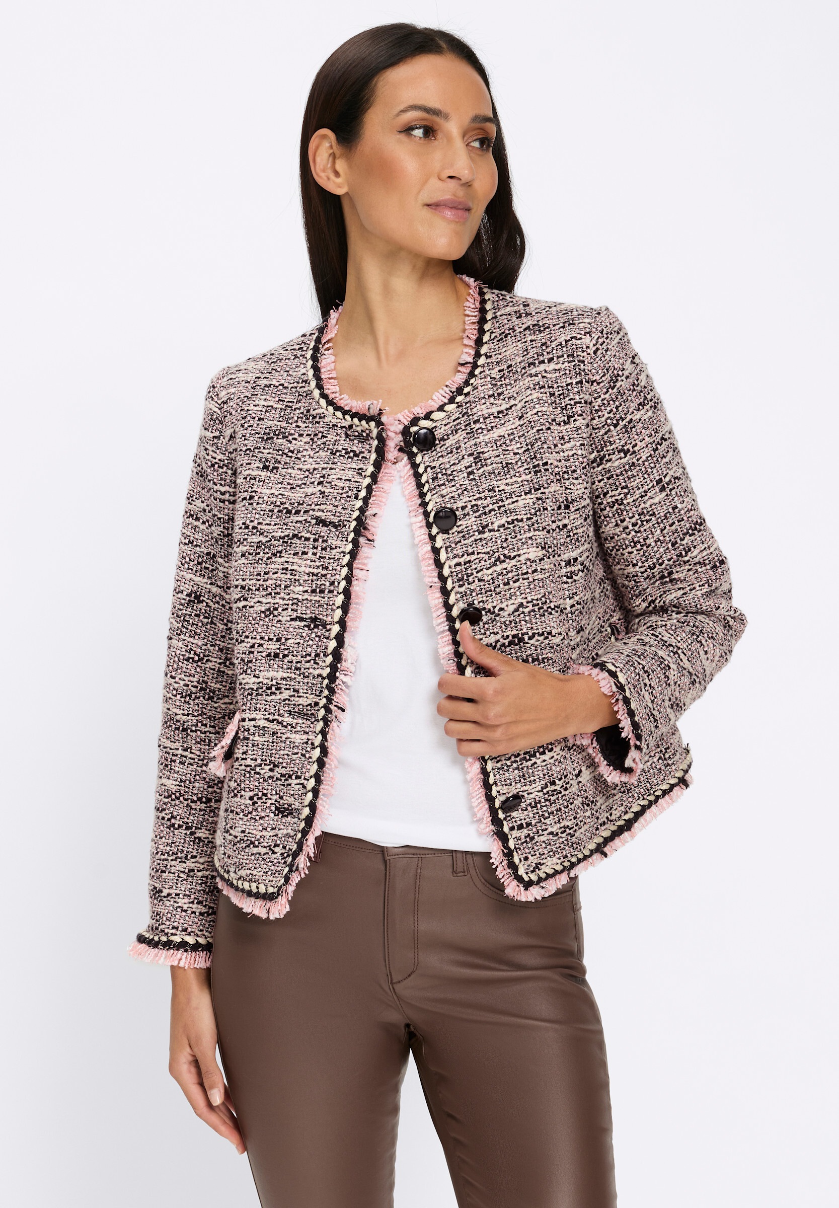 heine Kurzblazer »Bouclé-Blazer Bouclé-Blazer mit Fransenkante«