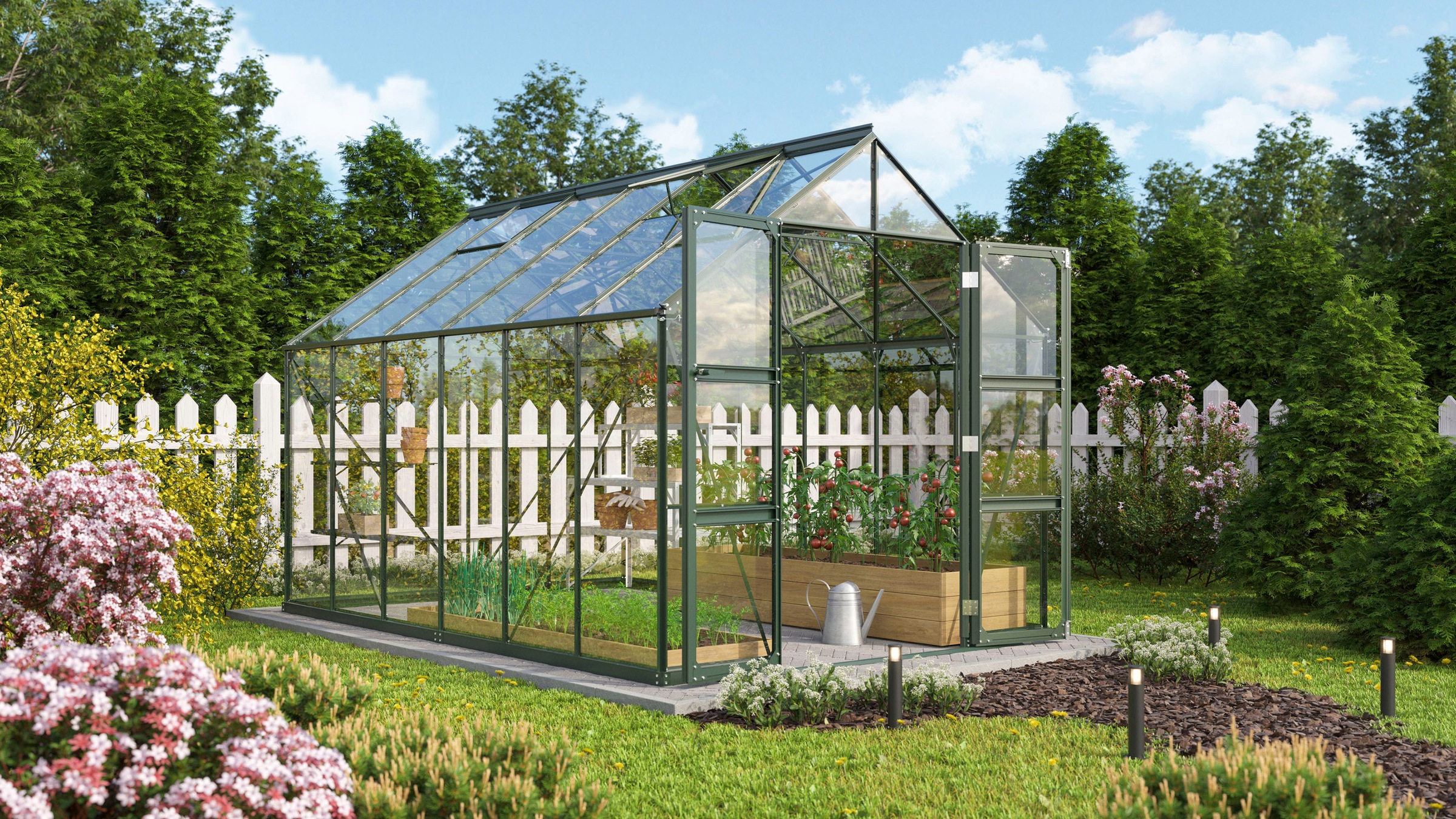 Vitavia Gewächshaus »Domus 9900« Doppelschwingtüren und bodentiefer Türschwelle, 3 mm Sicherheitsglas