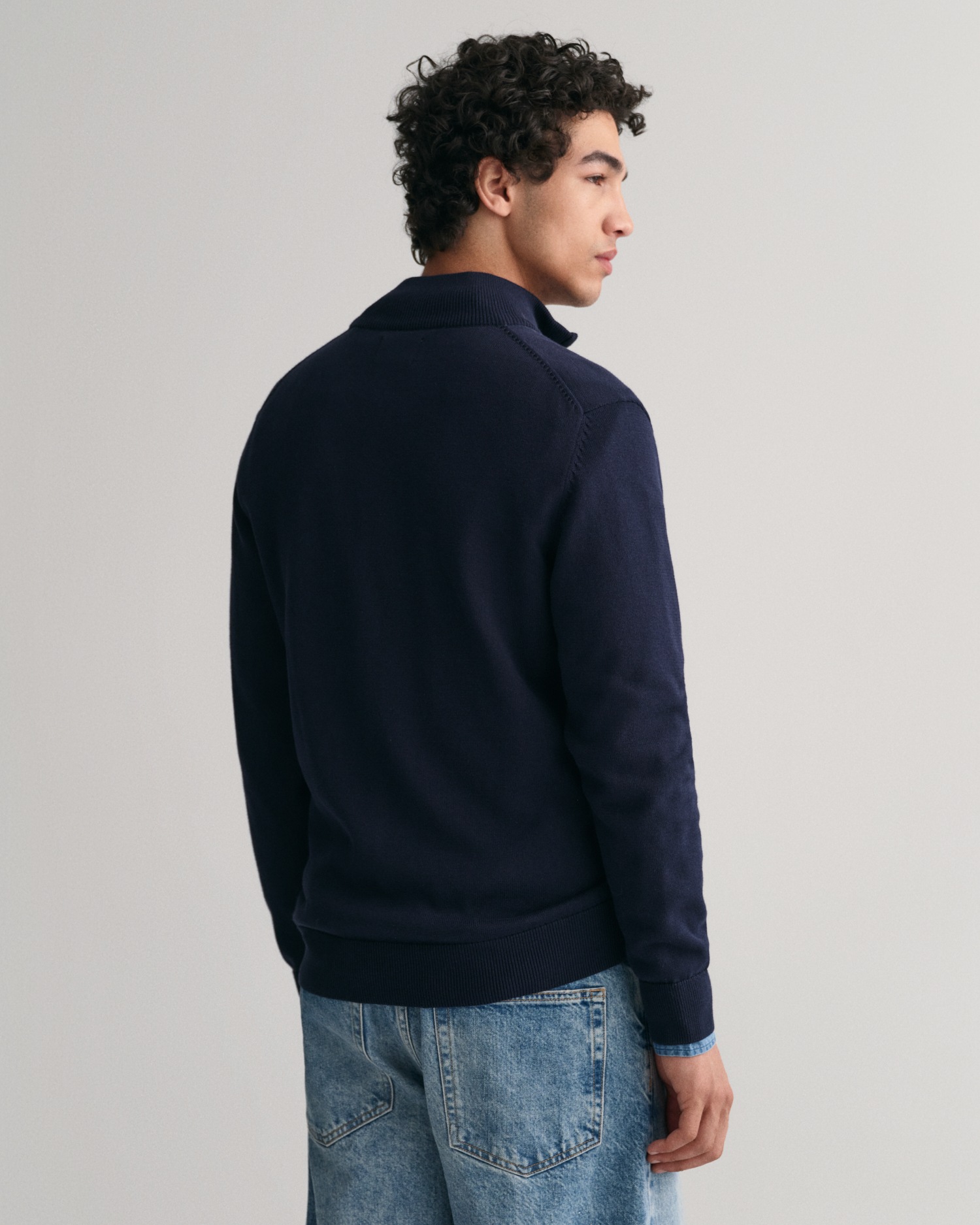 Gant Cardigan »CASUAL COTTON ZIP CARDIGAN« Mit Rippbündchen an Stehkragen, Ärmeln und Saum